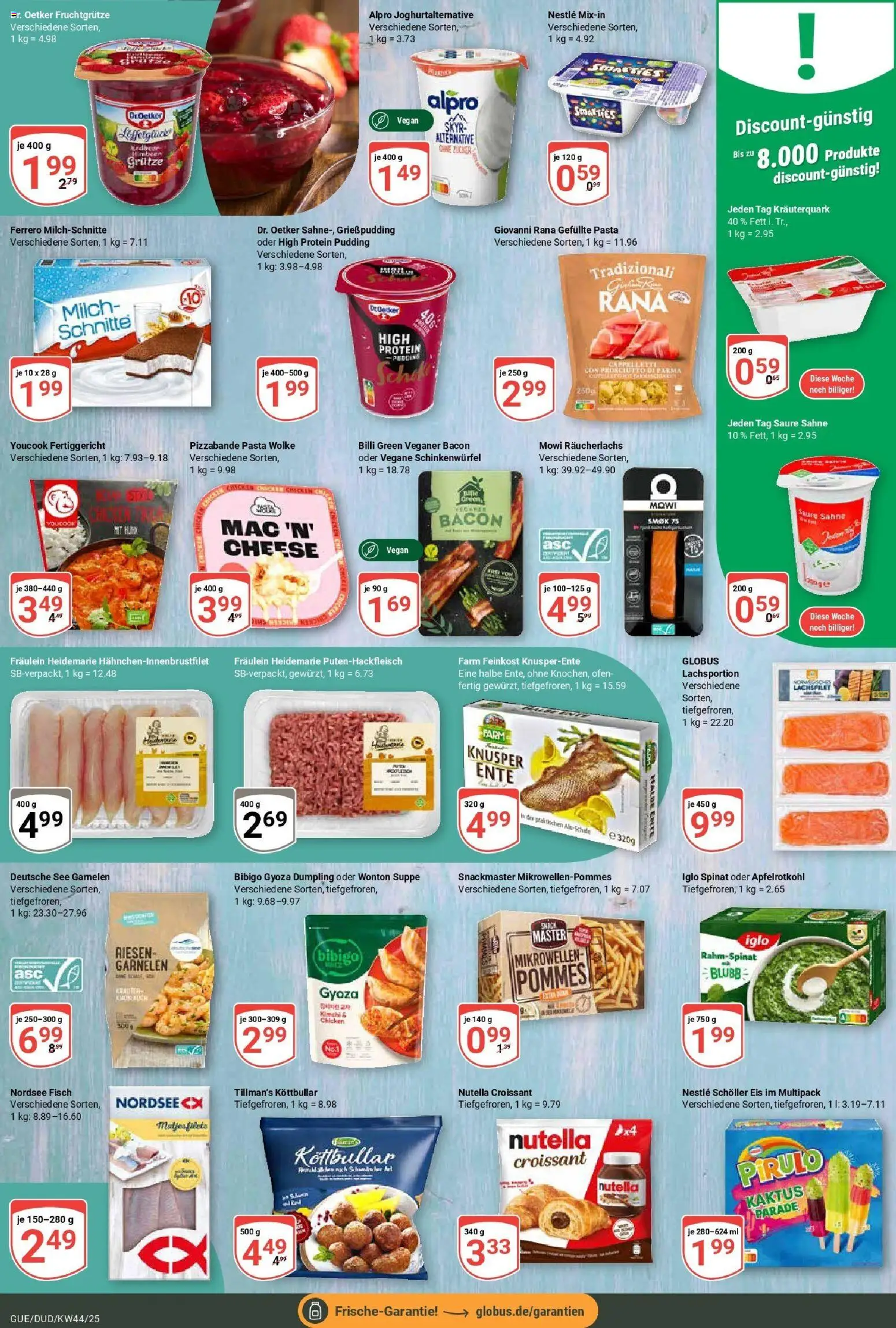Globus prospekt Saarbrücken-Güdingen	 – gültig ab 26.10.2025 | Seite: 10 | Produkte: High protein pudding, Garnelen, Croissant, Nutella