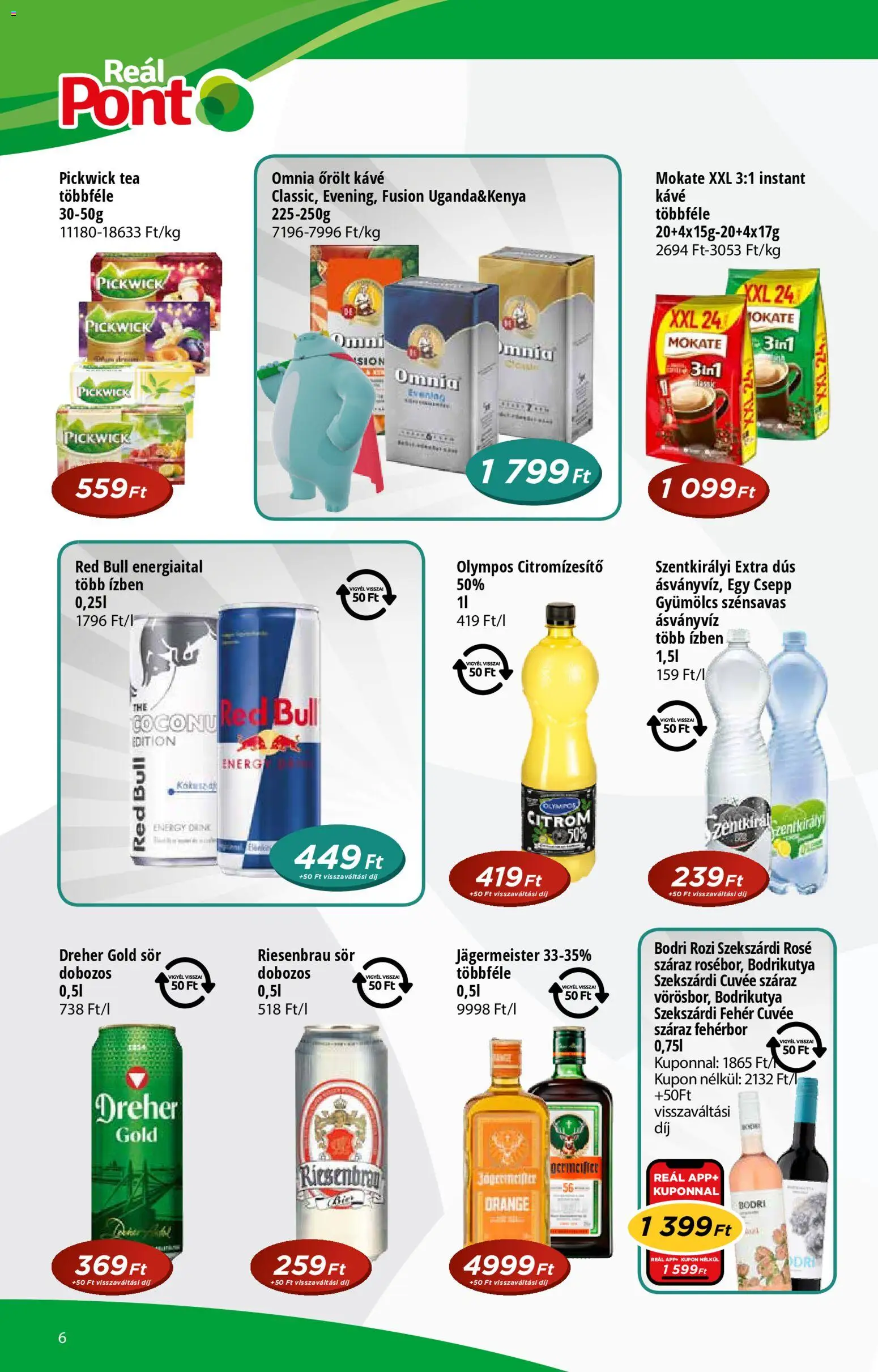 Reál akciós ujság - amely érvényes a következő dátumtól: 29.10.2025 | Oldal: 6 | Termékek: Jägermeister, Sör, Tea, Citrom