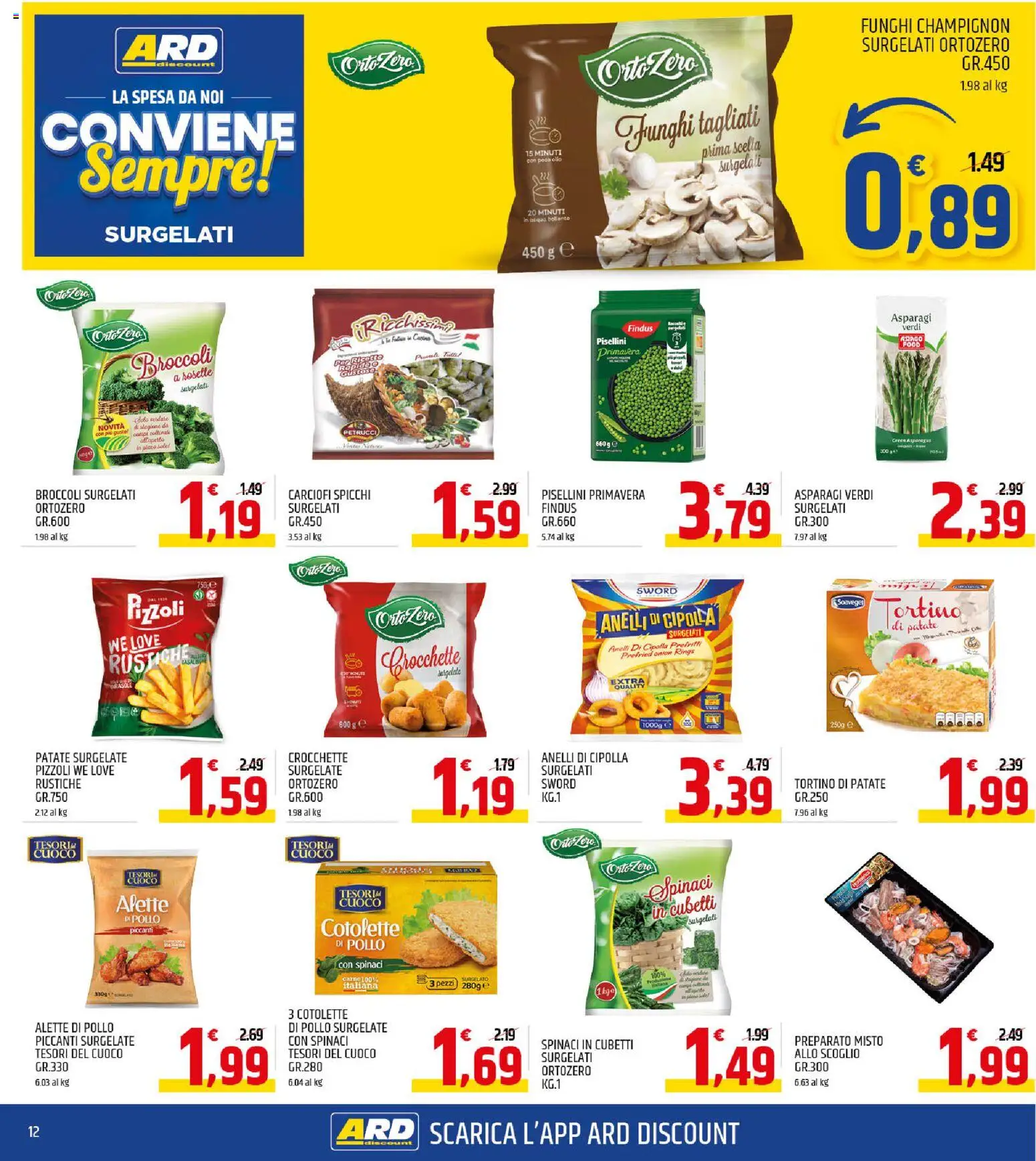Volantino ARD Discount del 03.11.2025 | Pagina: 12 | Prodotti: Pollo, Patate, Funghi, Spinaci