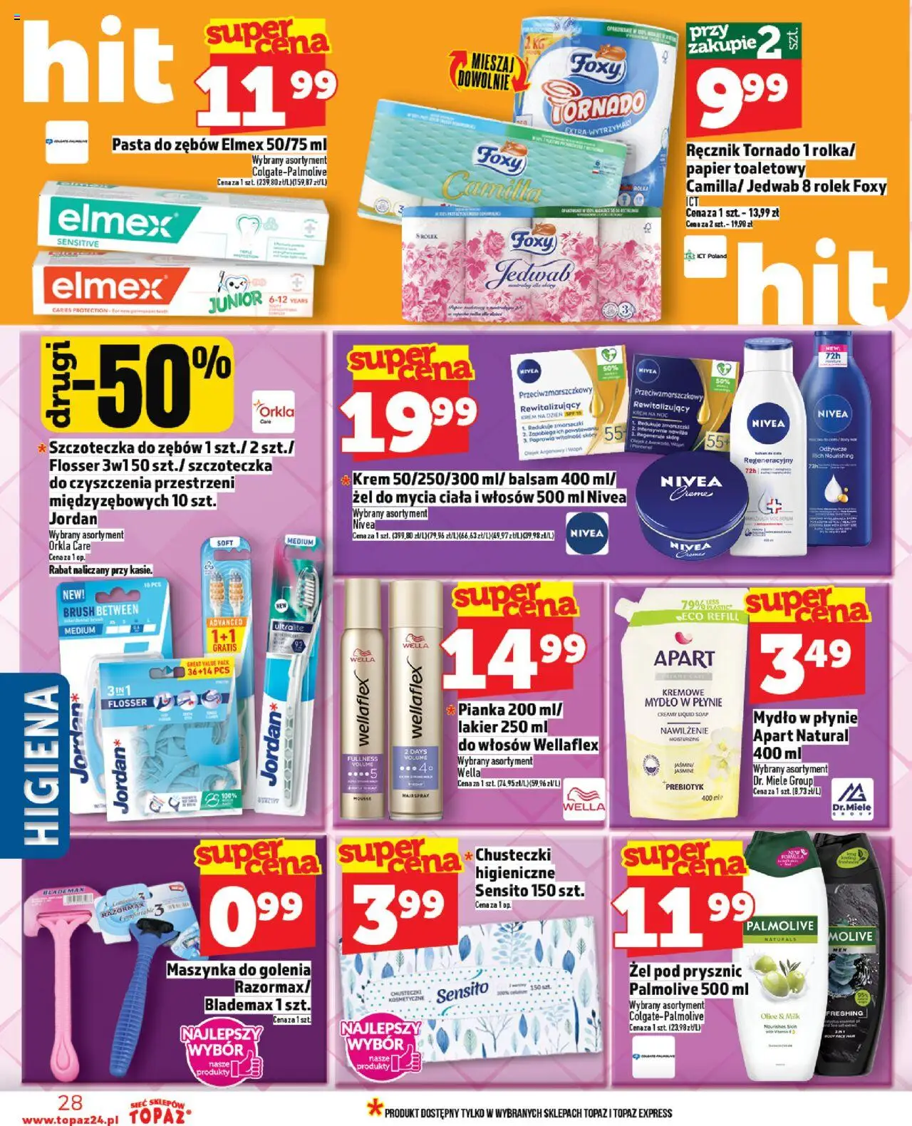 Topaz Gazetka od 23.10.2025 | Strona: 28 | Produkty: Mydło w płynie, Maszynka do golenia, Mydło, Szczoteczka do zębów