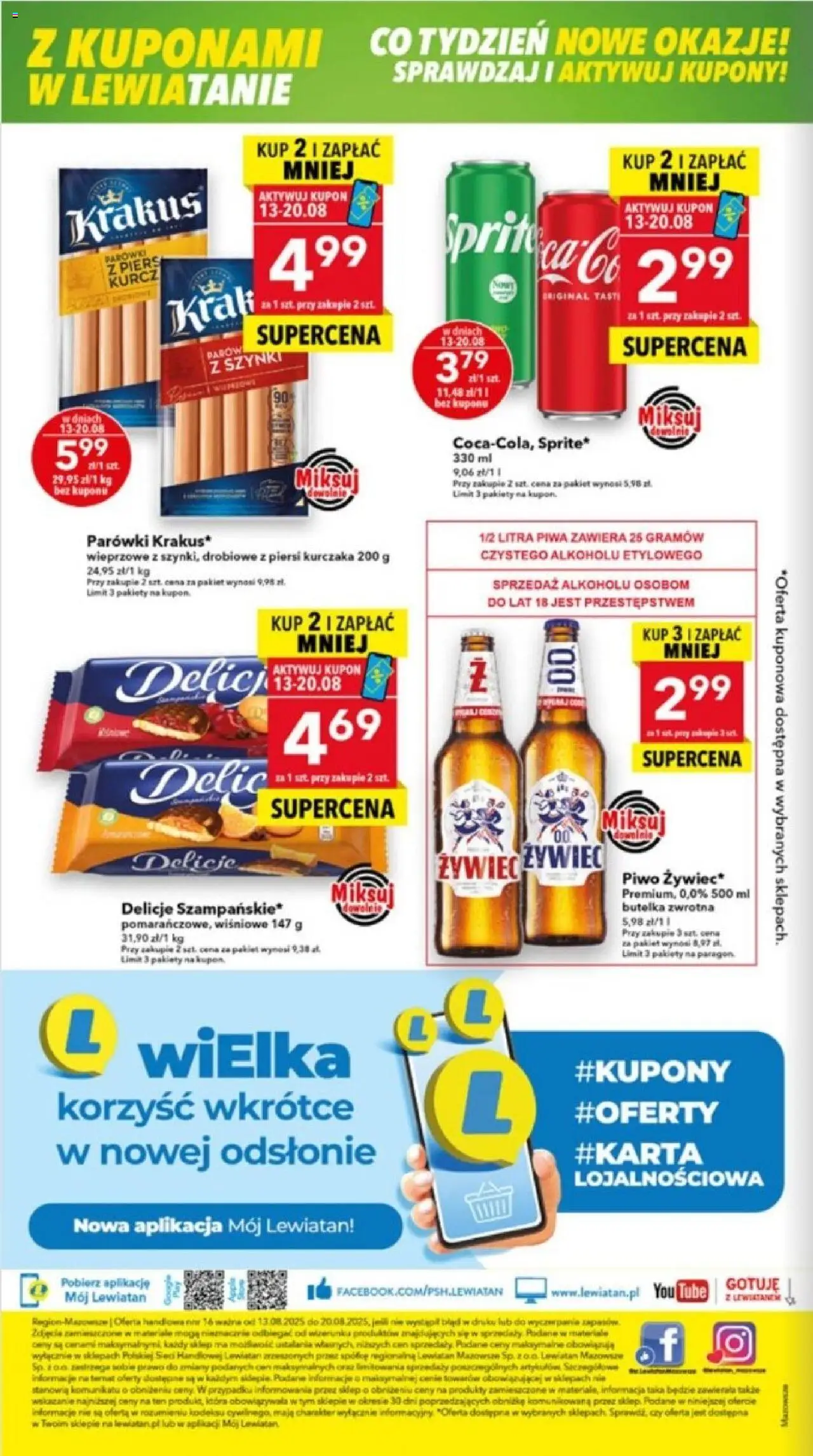Lewiatan gazetka - Warszawa od 13.08.2025 | Strona: 8 | Produkty: Piersi, Sprite, Parówki, Piwo