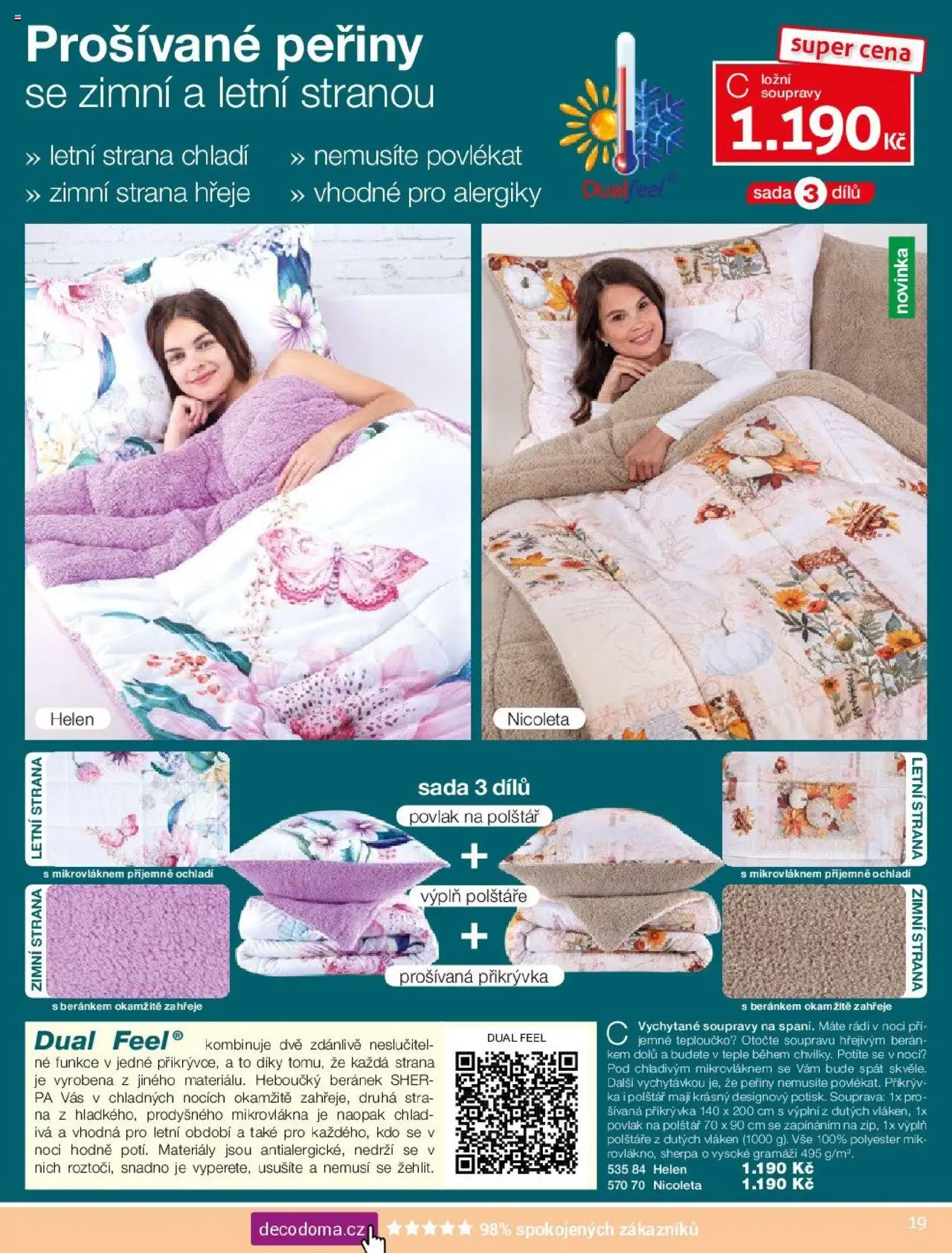Decodoma katalog Podzim 2025 od 25.08.2025 | Strana: 19 | Produkty: Polštáře, Peřiny, Povlak na polštář, Přikrývka