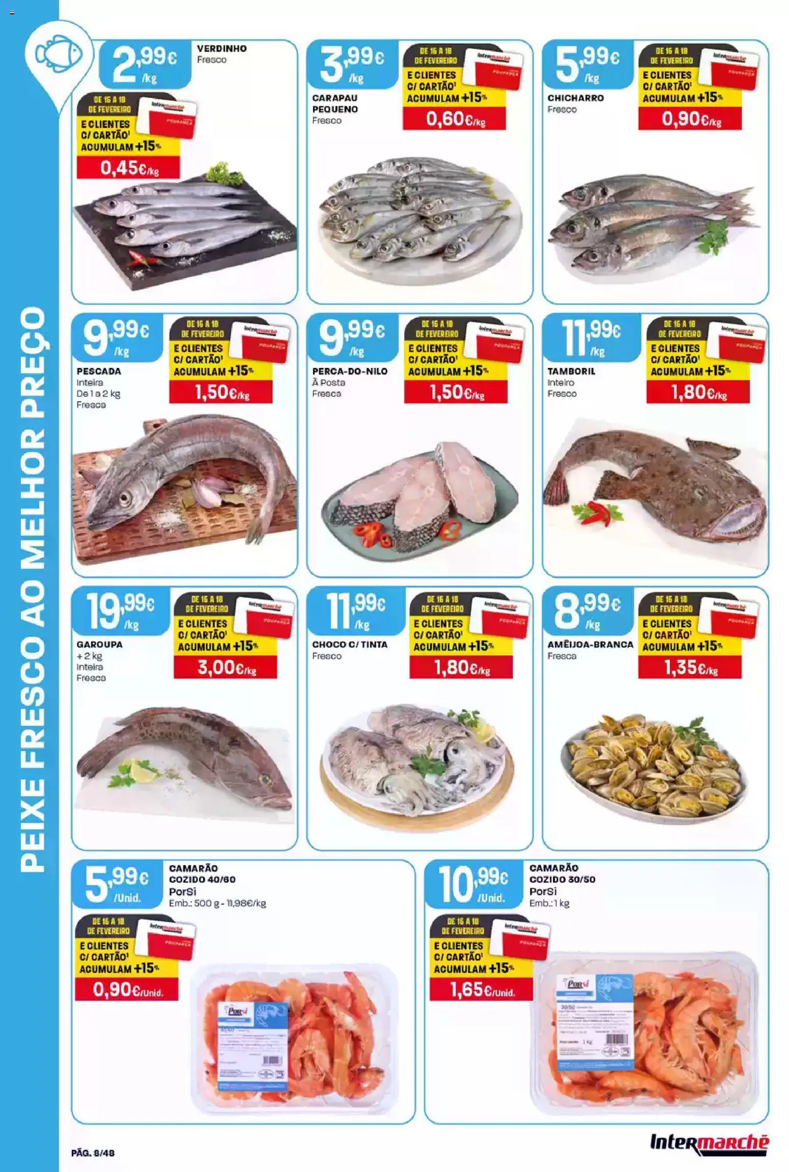 Intermarché folheto │ válido de 12.02.2026 | Página: 8 | Produtos: Tinta, Camarão, Tamboril, Peixe