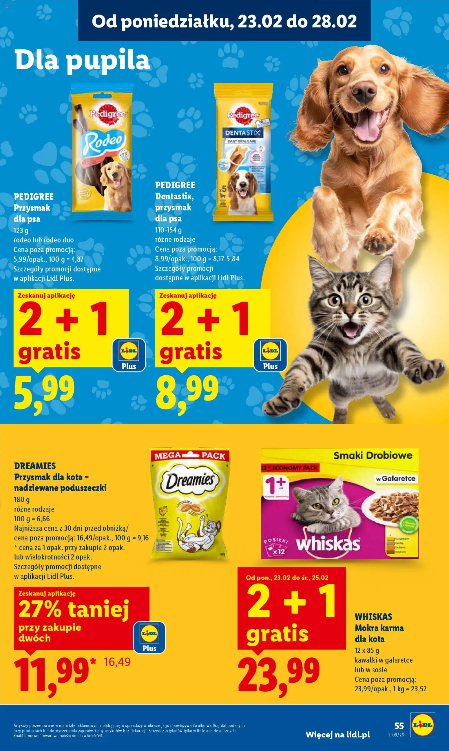 Lidl Gazetka od 23.02.2026 | Strona: 55 | Produkty: Pedigree, Karma dla kota