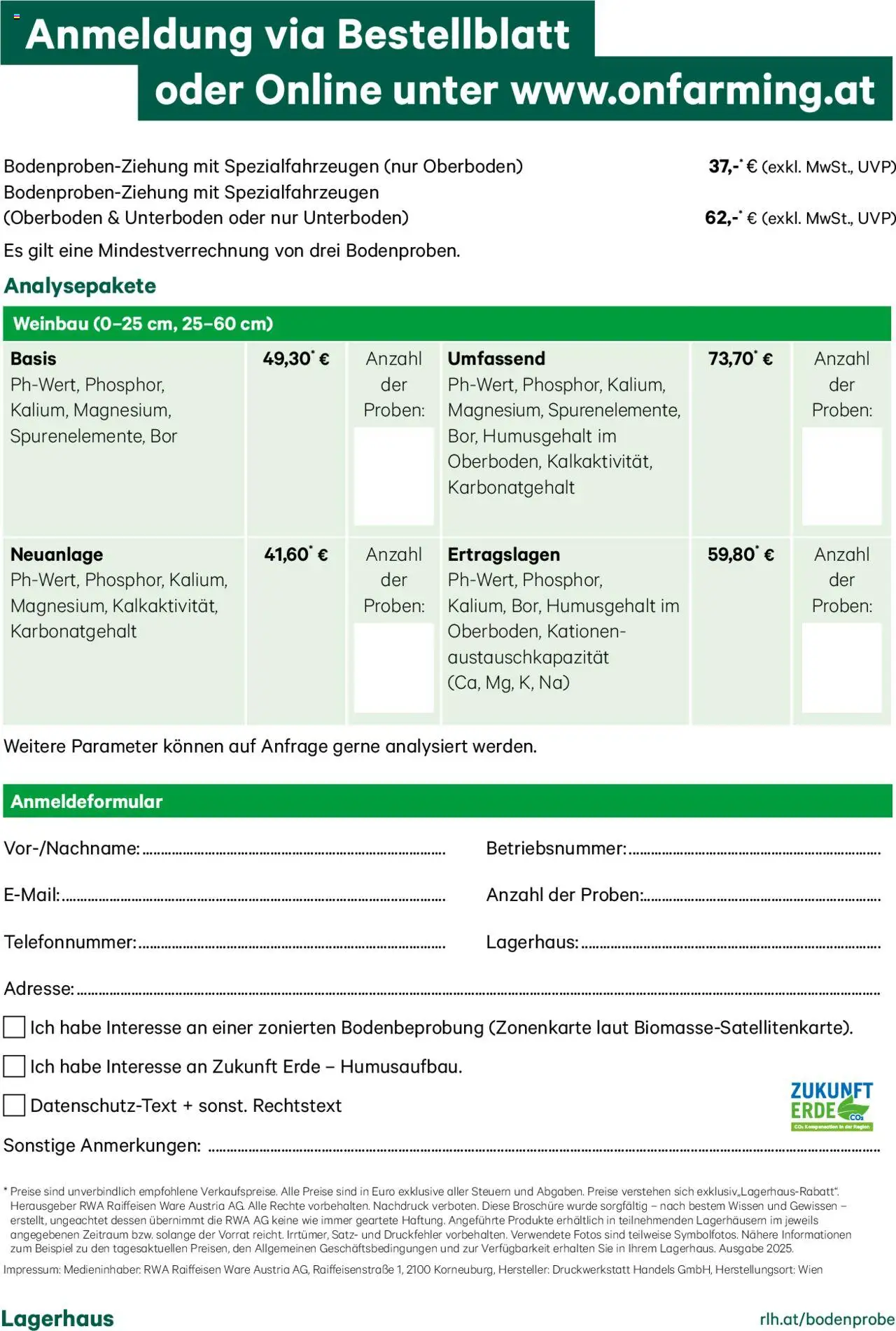 Lagerhaus Bodenprobenanalyse-Weinbau gültig ab 06.02.2025 | Seite: 2