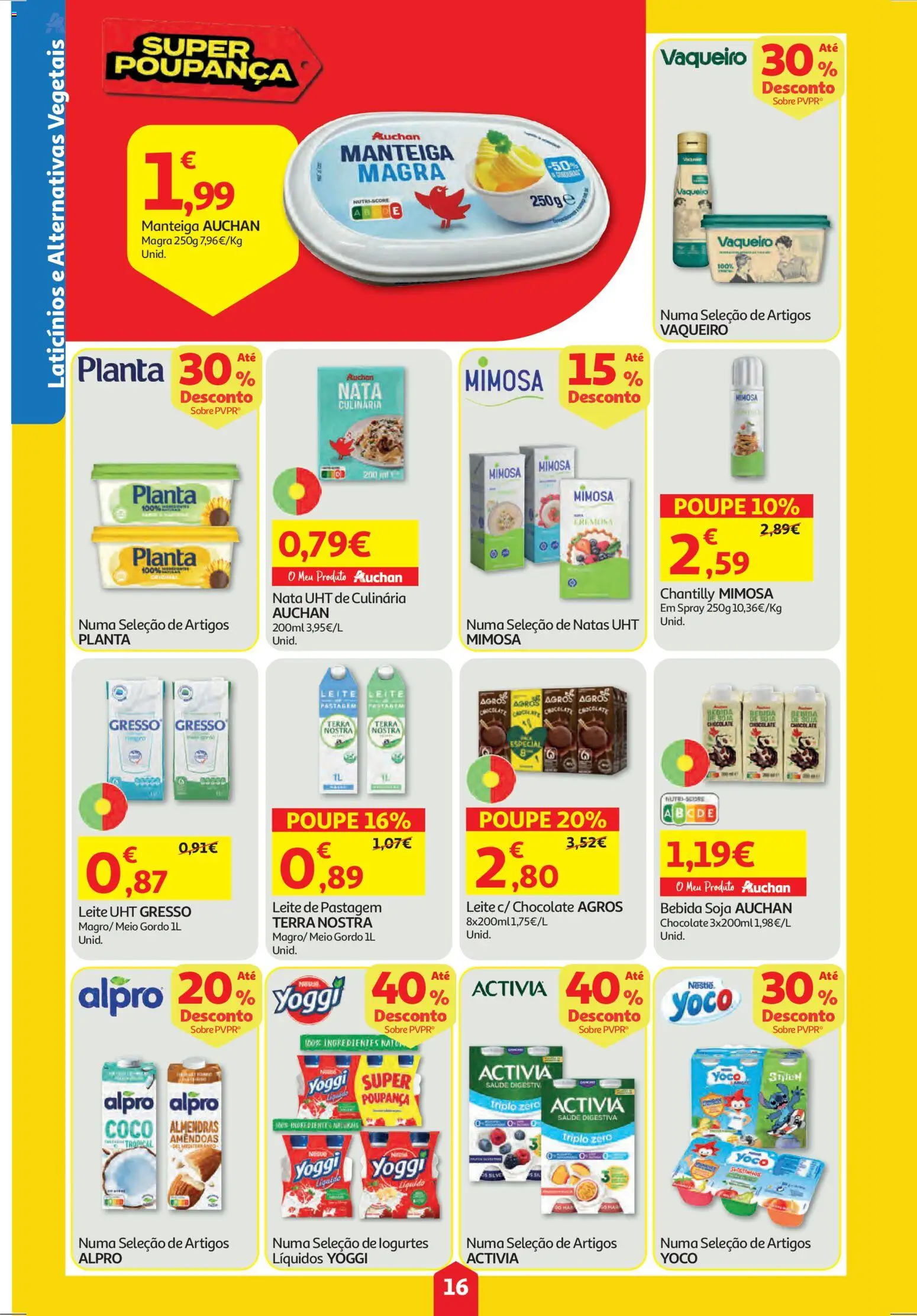 Auchan folheto │ válido de 30.04.2026 | Página: 16 | Produtos: Soja, Leite, Chocolate, Nata