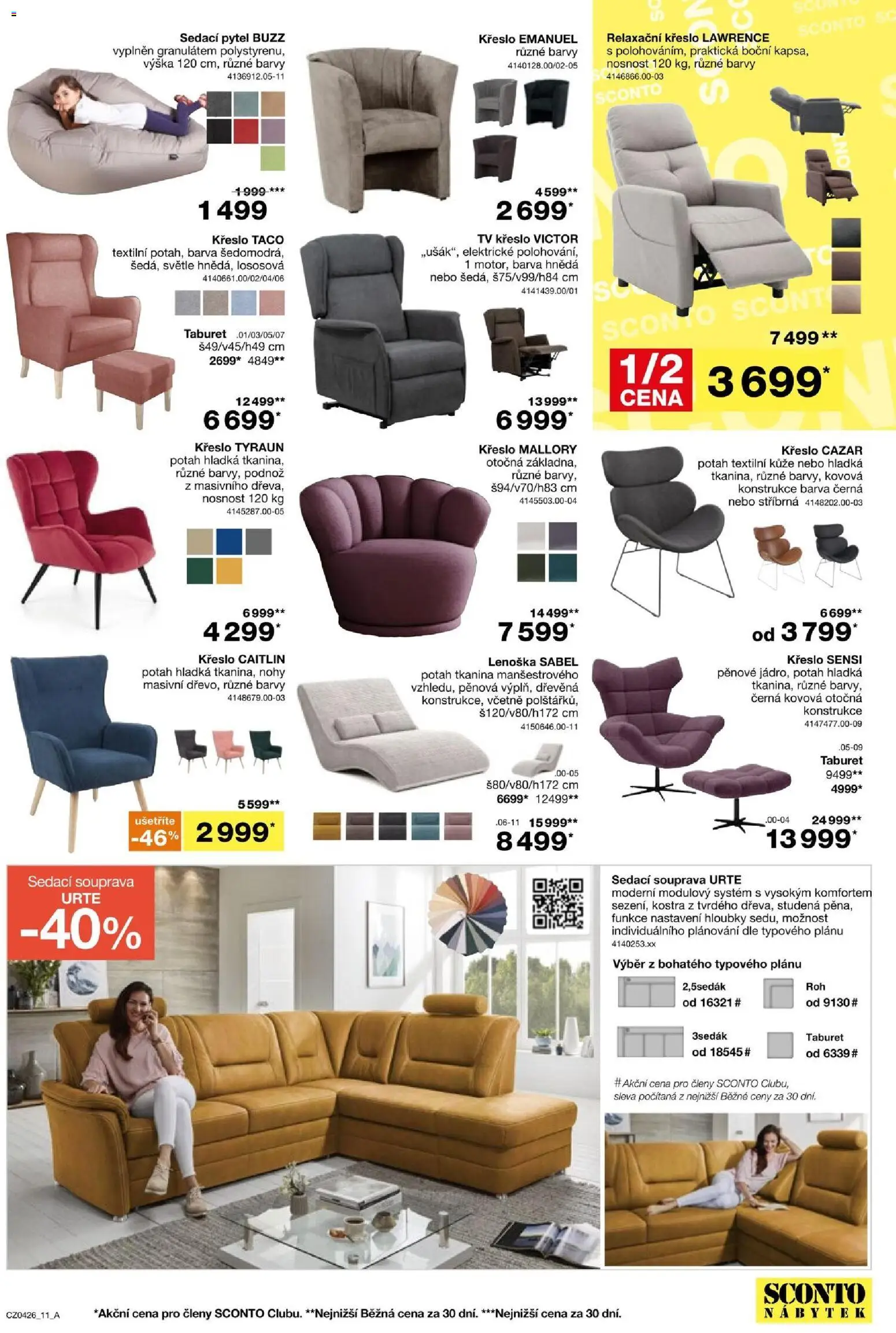 Sconto nábytek leták od 04.03.2026 | Strana: 11 | Produkty: Taburet, Tv, Křeslo, Barvy