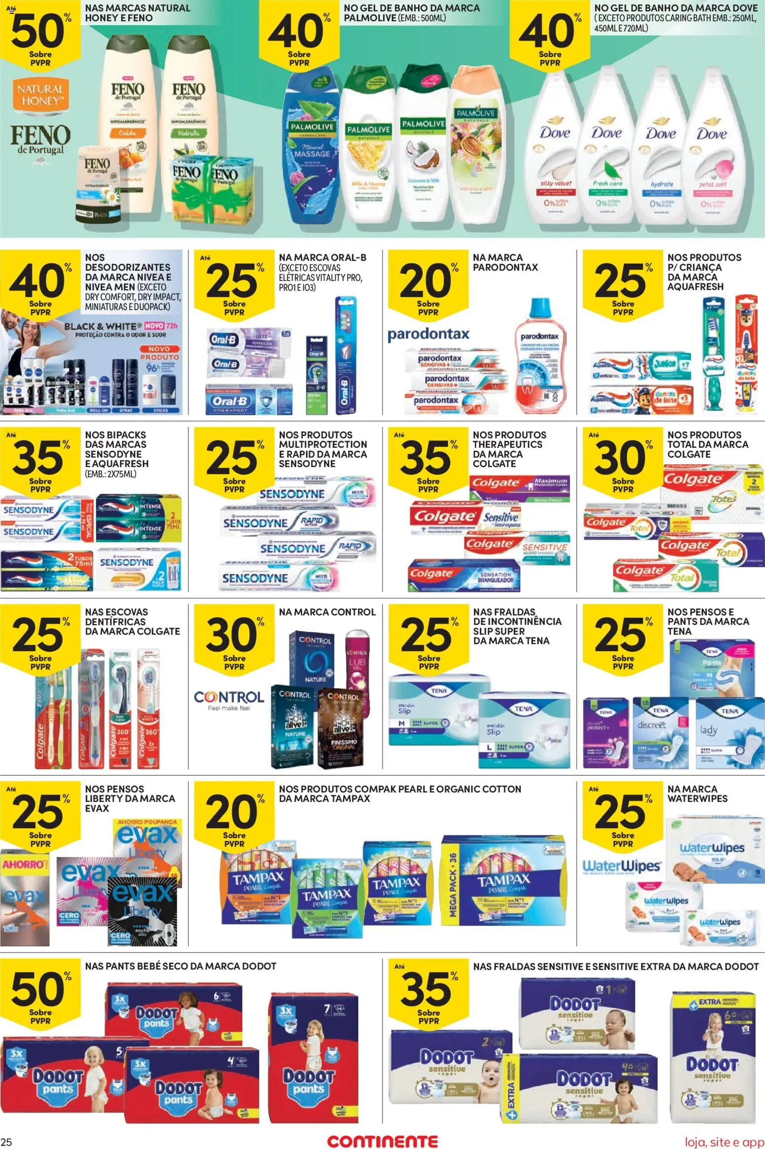 Continente Semanal Continente Bom Dia │ válido de 25.11.2025 | Página: 25 | Produtos: Fraldas, Gel de banho, Leite, Banho
