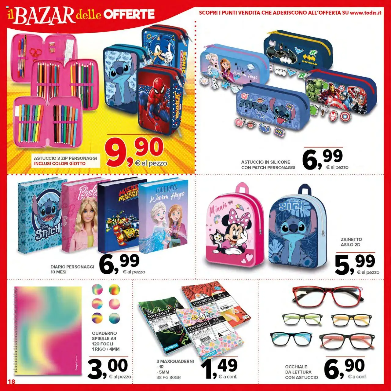 Volantino Todis del 21.08.2025 | Pagina: 18 | Prodotti: Astuccio, Silicone, Quaderno