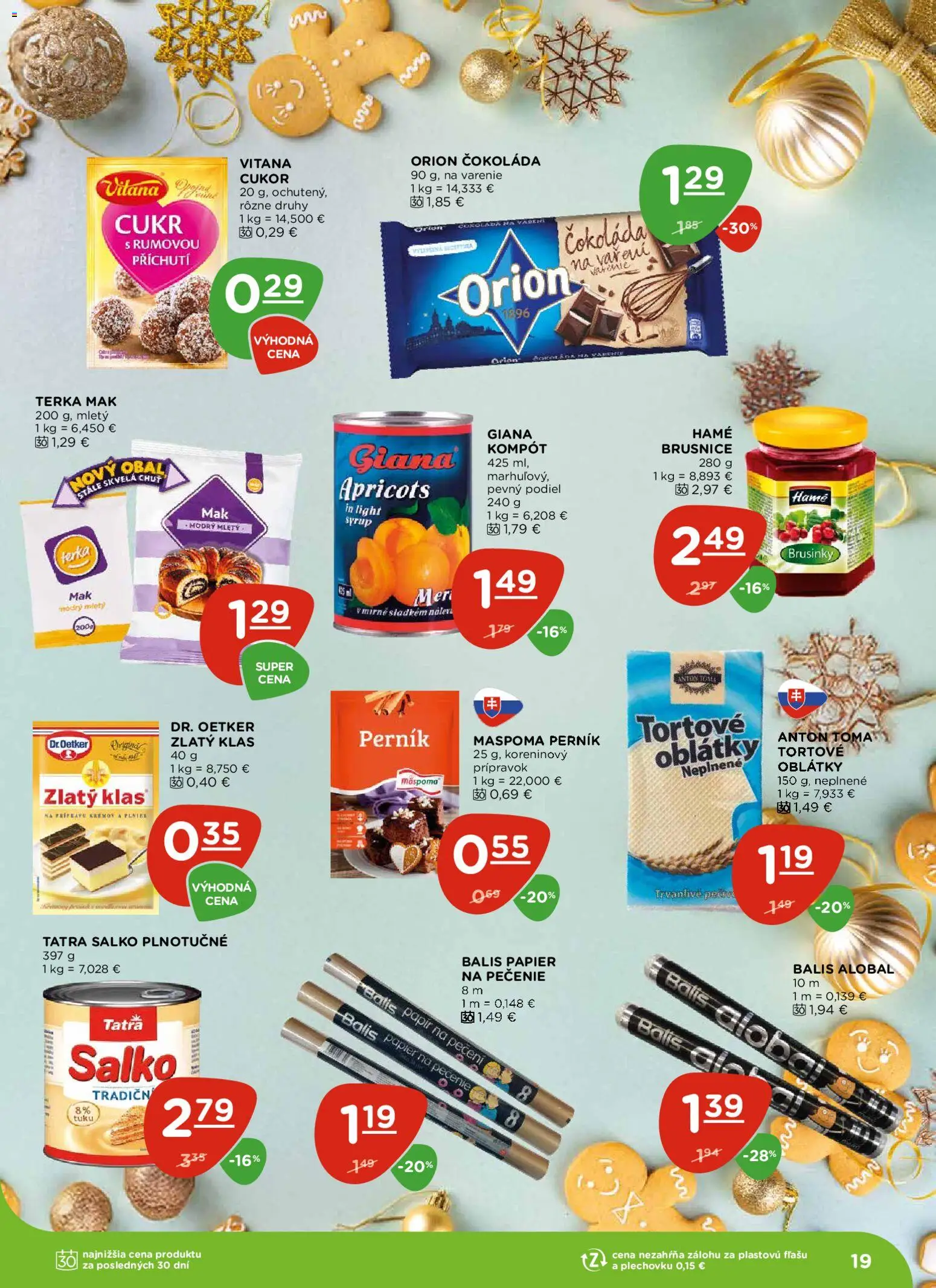 Nové Terno akcie – leták je platný od 04.12.2025 | Strana: 19 | Produkty: Zlatý klas, Čokoláda, Salko, Cukor