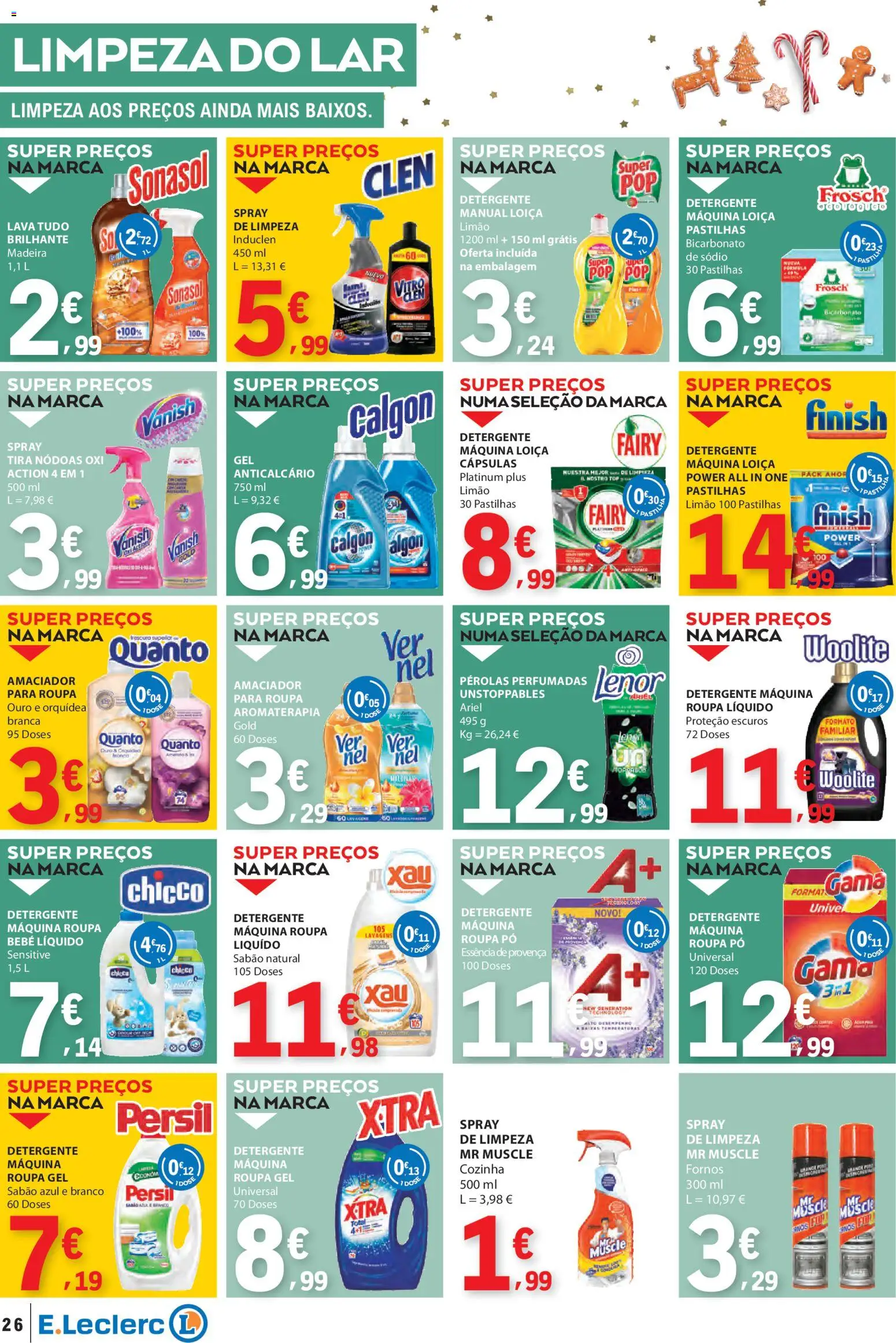 E.Leclerc folheto │ válido de 06.11.2025 | Página: 26 | Produtos: Pó, Detergente, Bicarbonato, Gin