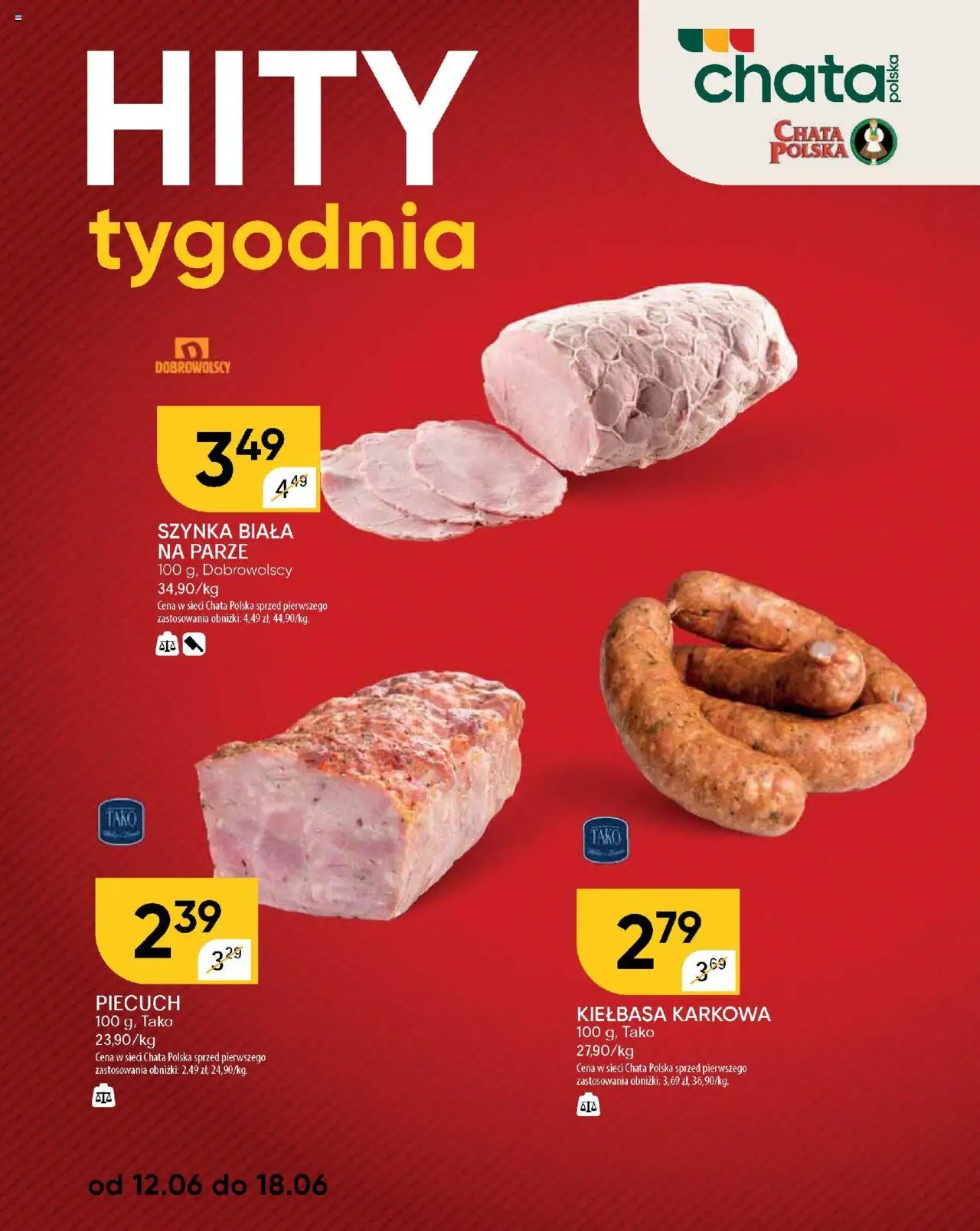 Chata Polska Gazetka od 17.06.2025 | Strona: 22 | Produkty: Kiełbasa, Szynka