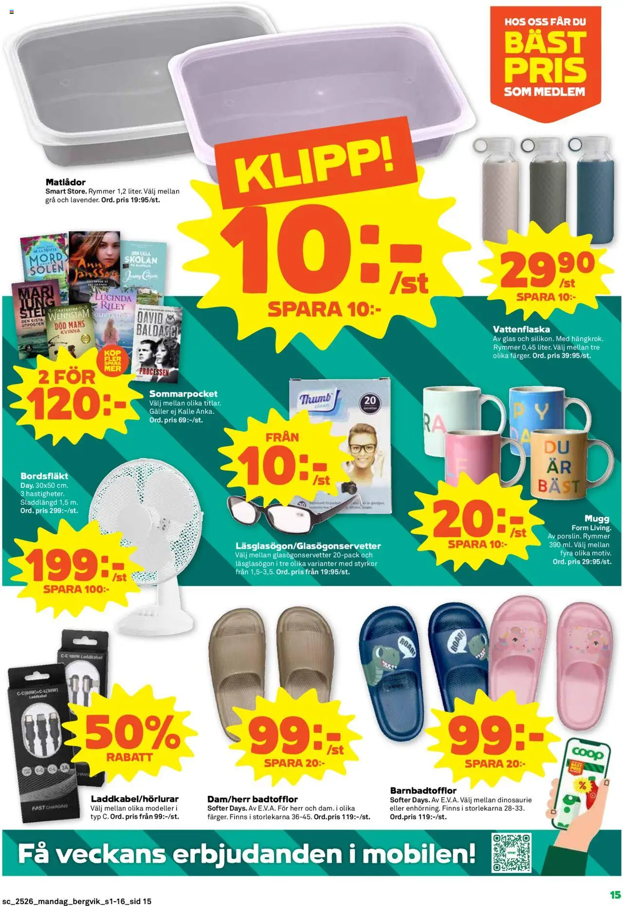 Stora Coop reklamblad aktuell från 23.06.2025 | Sida: 15 | Produkter: Galler, Vattenflaska, Bordsfläkt