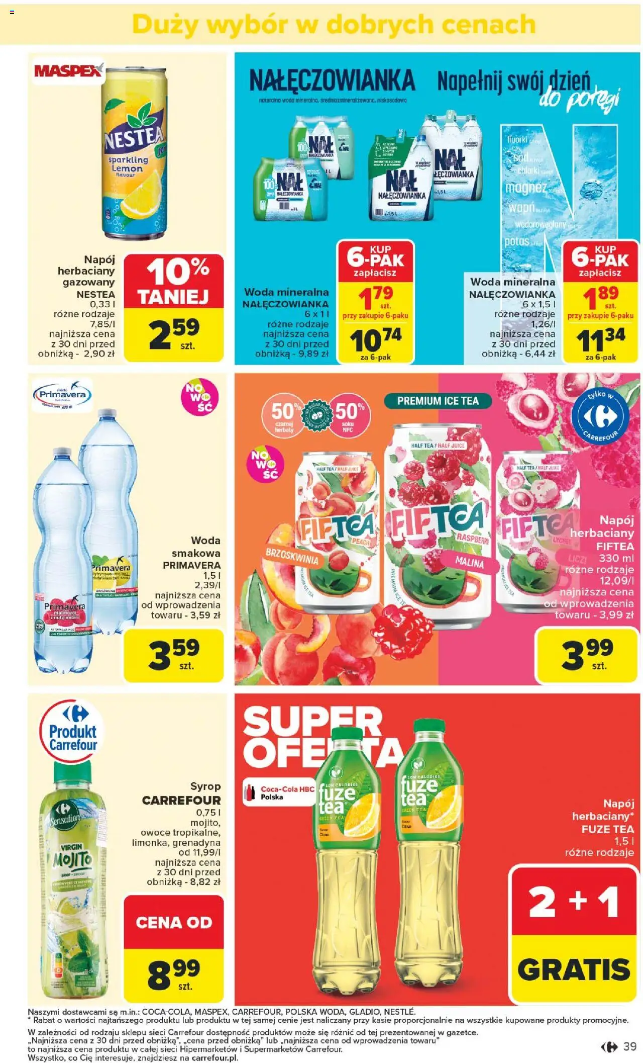 Carrefour Gazetka od 11.08.2025 | Strona: 43 | Produkty: Malina, Woda mineralna Nałęczowianka, Ice Tea, Owoce