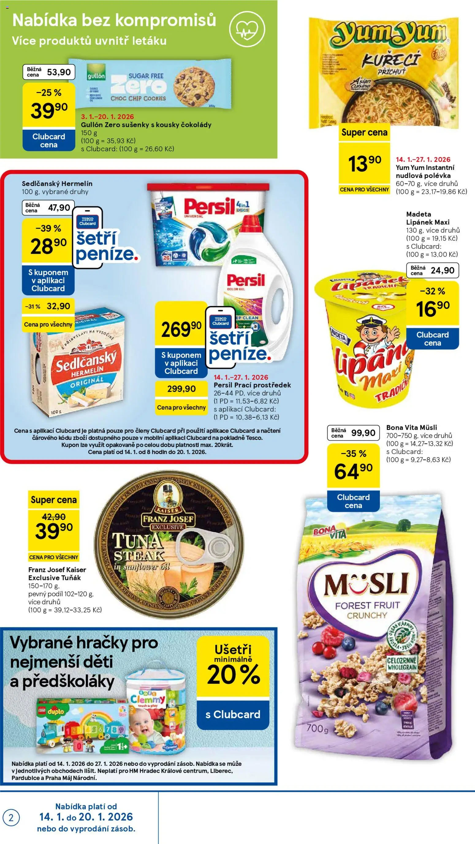 Tesco leták - Hypermarket od 14.01.2026 | Strana: 2 | Produkty: Cookies, Steak, Hračky, Müsli