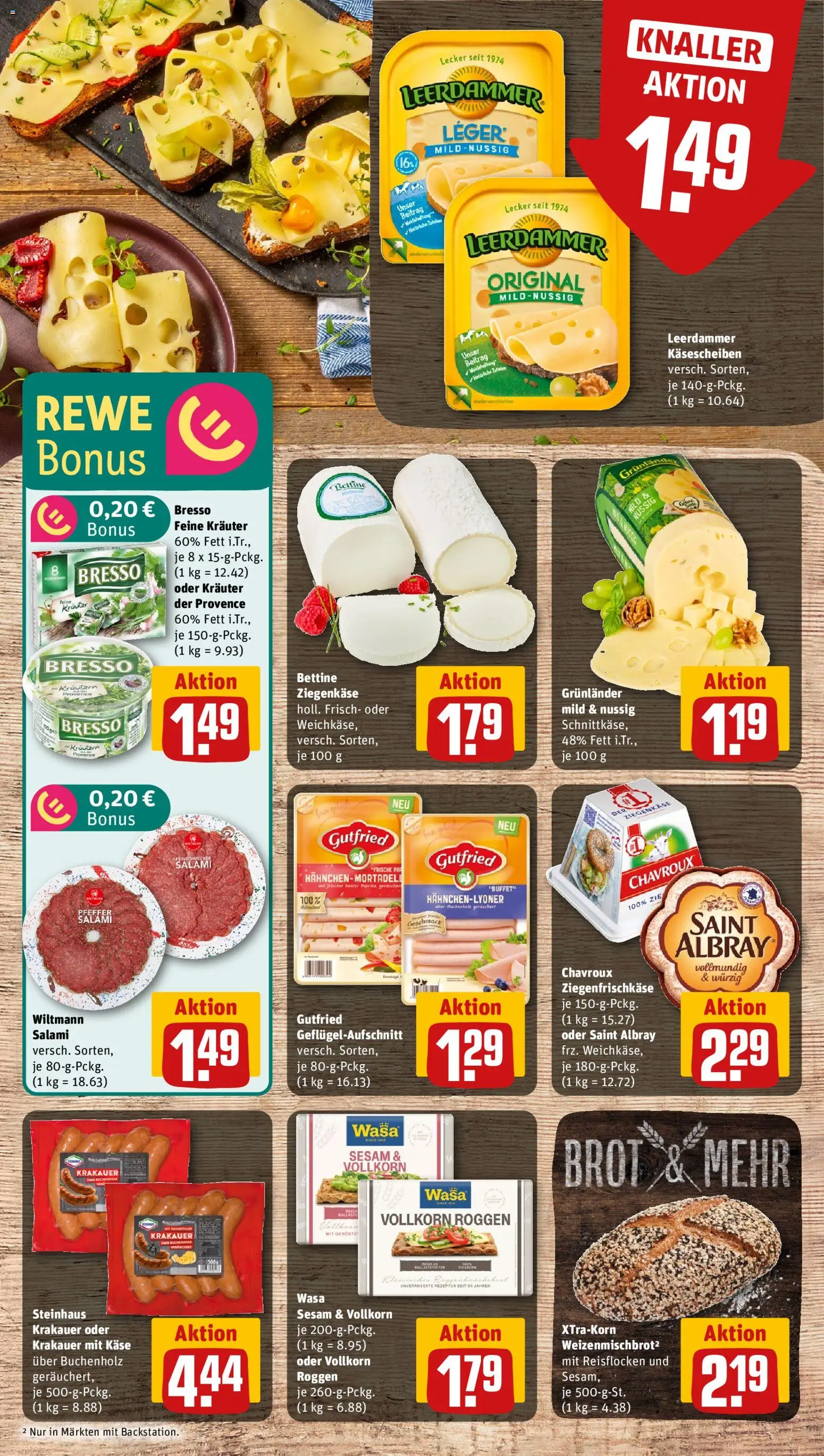 Rewe Prospekt 	 – gültig ab 27.04.2026 | Seite: 9 | Produkte: Käse, Leerdammer, Grunlander, Salami