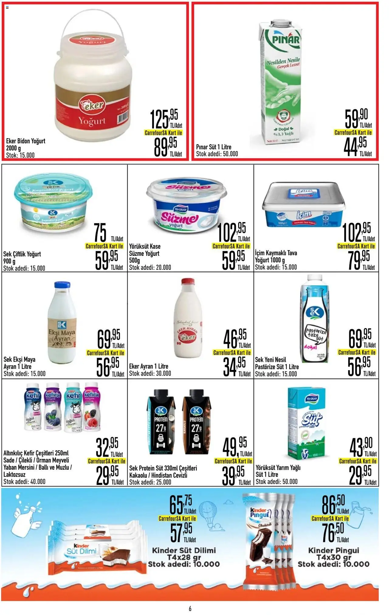 CarrefourSA Katalog - 01.08.2025 tarihinden itibaren geçerlidir | Sayfa: 6 | Ürünler: Kaşe, Süt, Yoğurt, Yaban mersini
