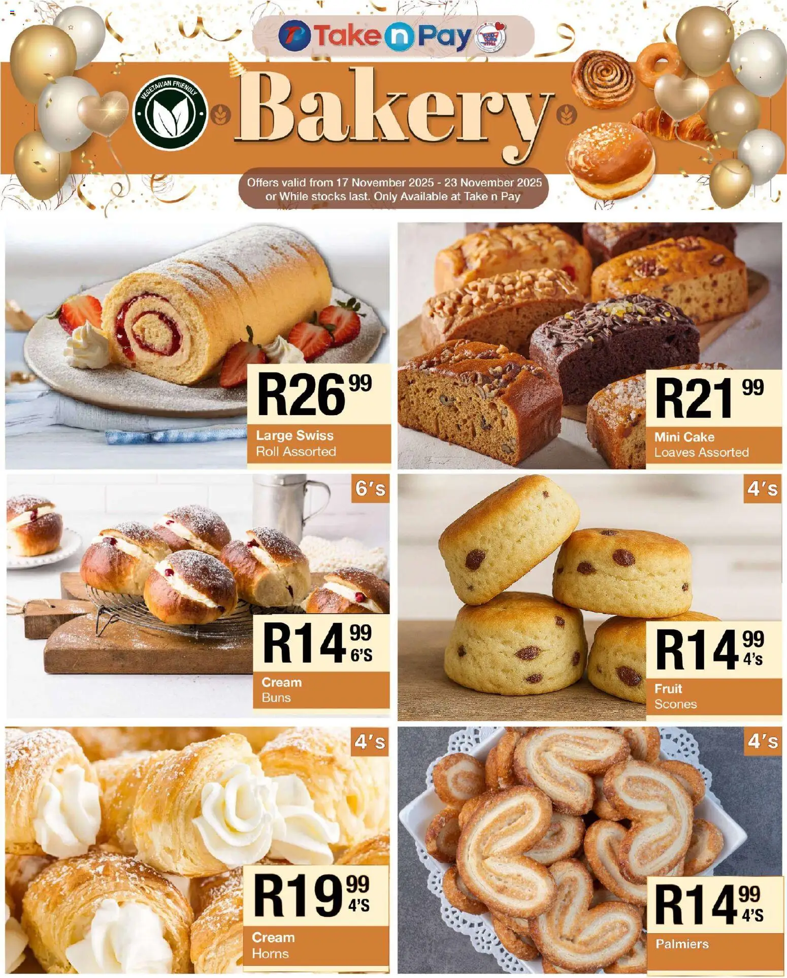 New Take n Pay catalogue – valid from 17.11.2025 | Page: 14 | Products: Cake, Bakery, Cream, Fruit