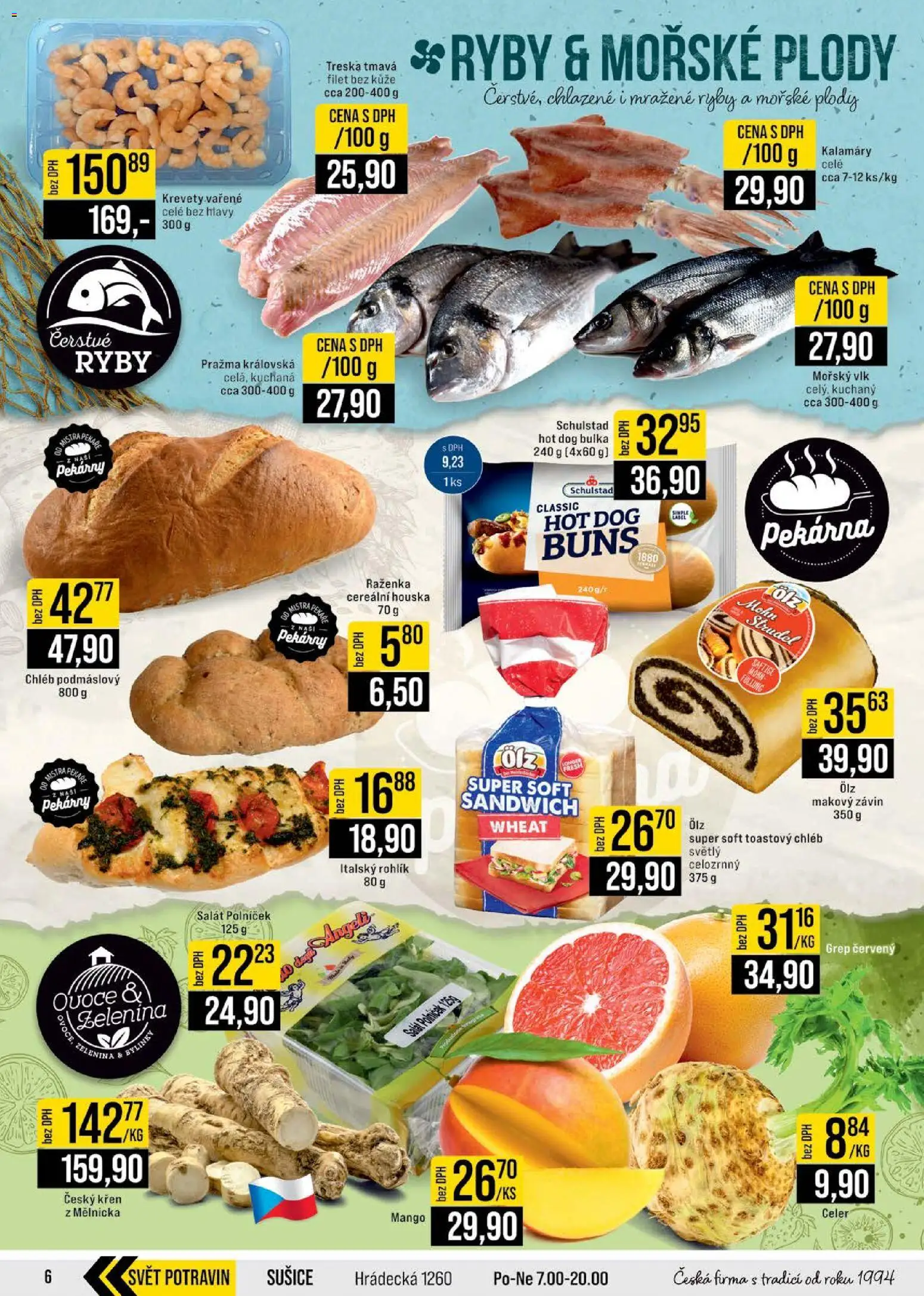 Jip leták - Cash & Carry od 24.12.2025 | Strana: 6 | Produkty: Makový závin, Rohlík, Mražené ryby, Čerstvé ryby