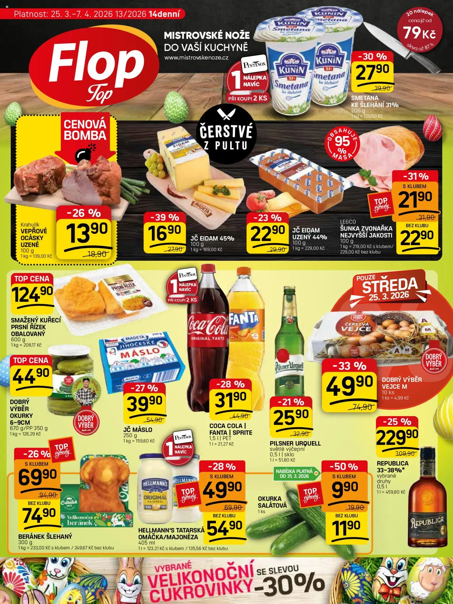 Flop leták - FlopTop od 25.03.2026 | Strana: 1 | Produkty: Smetana, Okurky, Hellmann's, Republica