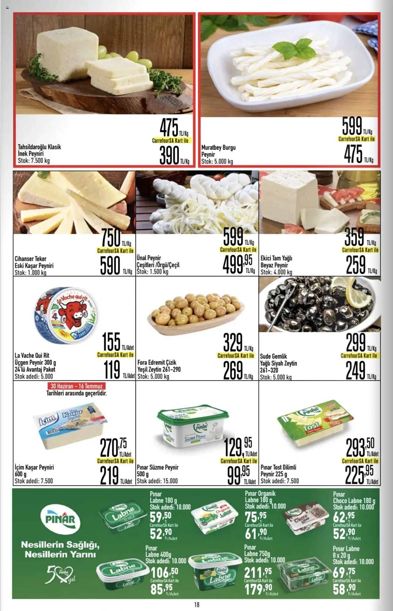 CarrefourSA Katalog - 26.06.2025 tarihinden itibaren geçerlidir | Sayfa: 18 | Ürünler: Peynir, Ekici, Süzme peynir, Zeytin
