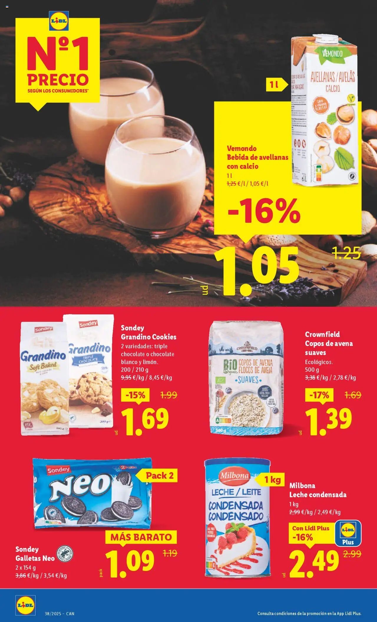Lidl - Canarias  │ válido desde el 15.09.2025 | Página: 10 | Productos: Leche, Chocolate, Φαρίνα, Copos