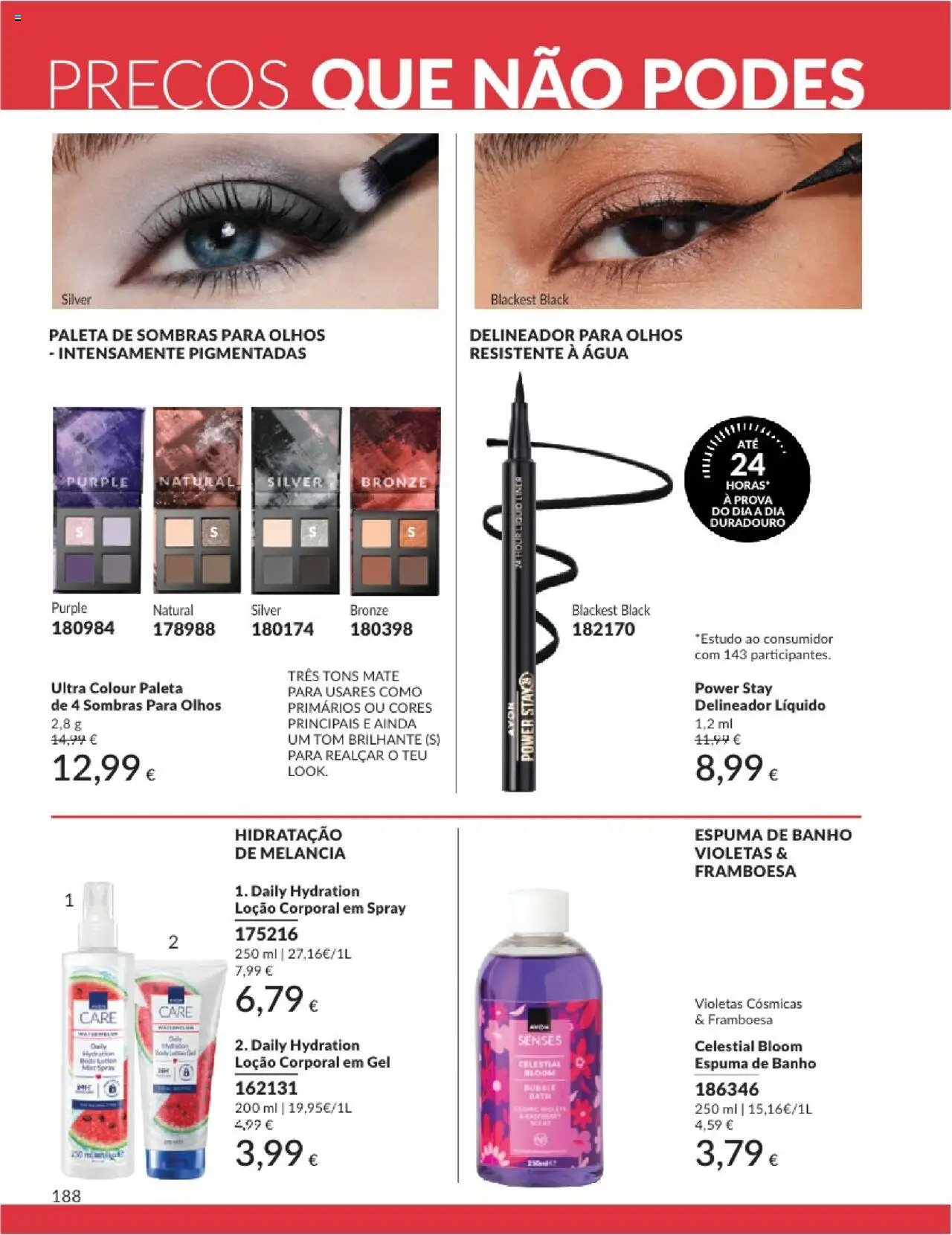 Catálogo Avon Campanha 8 │ válido de 01.08.2025 | Página: 188 | Produtos: Delineador, Espuma de banho, Sombras, Melancia