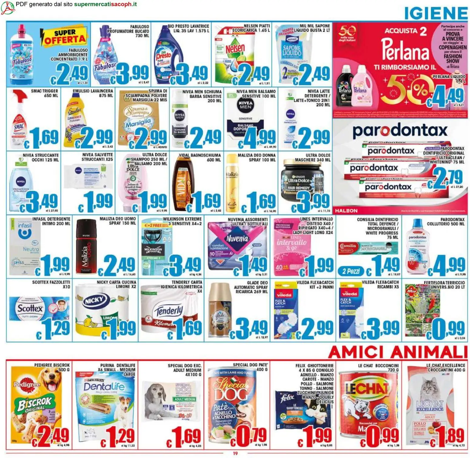 Volantino Sacoph del 07.04.2026 | Pagina: 19 | Prodotti: Schiuma da barba, Fazzoletti, Latte, Zucchine