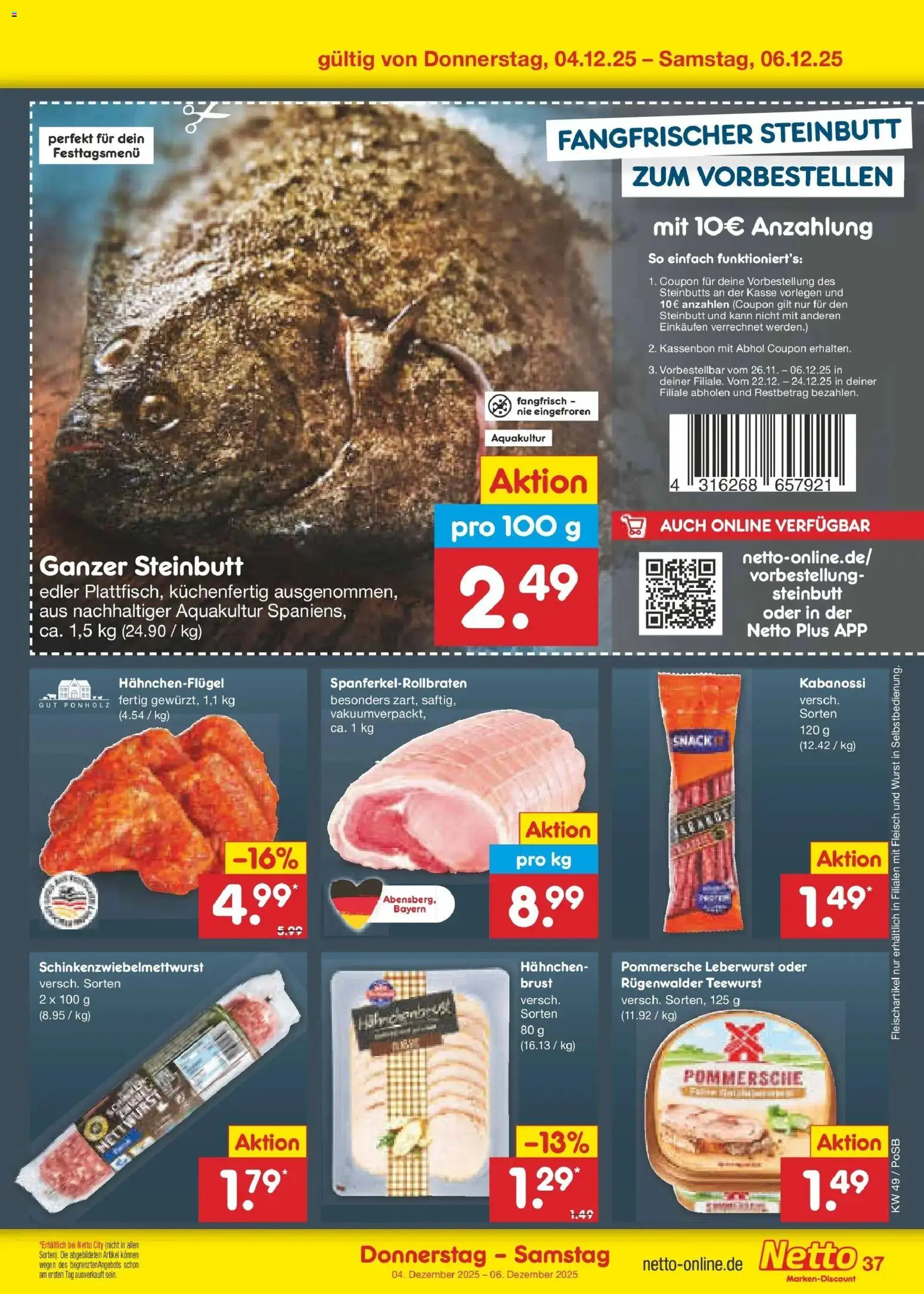 Netto Marken-Discount prospekt Regensburg	 – gültig ab 01.12.2025 | Seite: 39 | Produkte: Hahnchen, Wurst, Fleisch