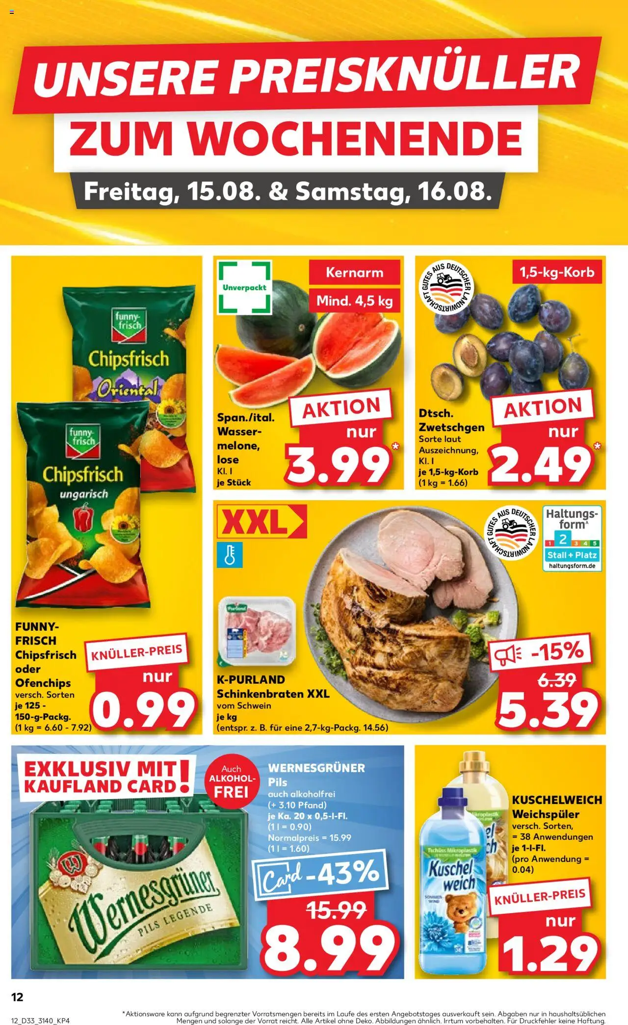 Kaufland prospekt Leipzig	 - gültig ab dem 14.08.2025 | Seite: 12 | Produkte: Wernesgruner, Kuschelweich, Wasser, Wassermelone