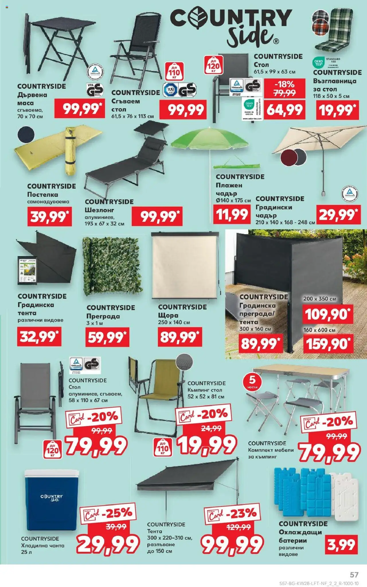  | Страница: 57 | Продукти: Хладилна чанта, Възглавница, Шезлонг, Батерии