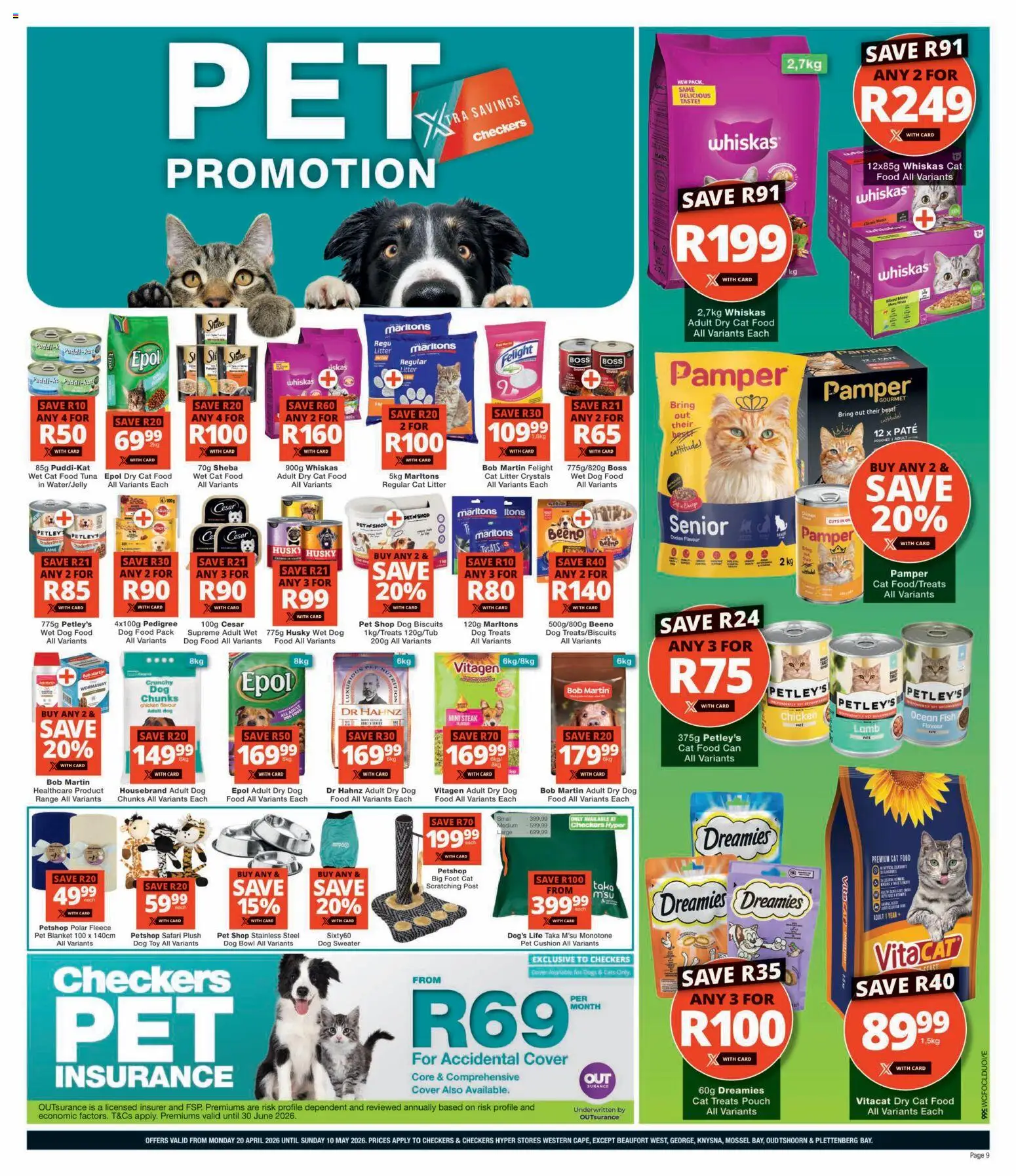 New Checkers catalogue – valid from 20.04.2026 | Page: 9 | Products: Sweater, Blanket, Fish, Cat litter