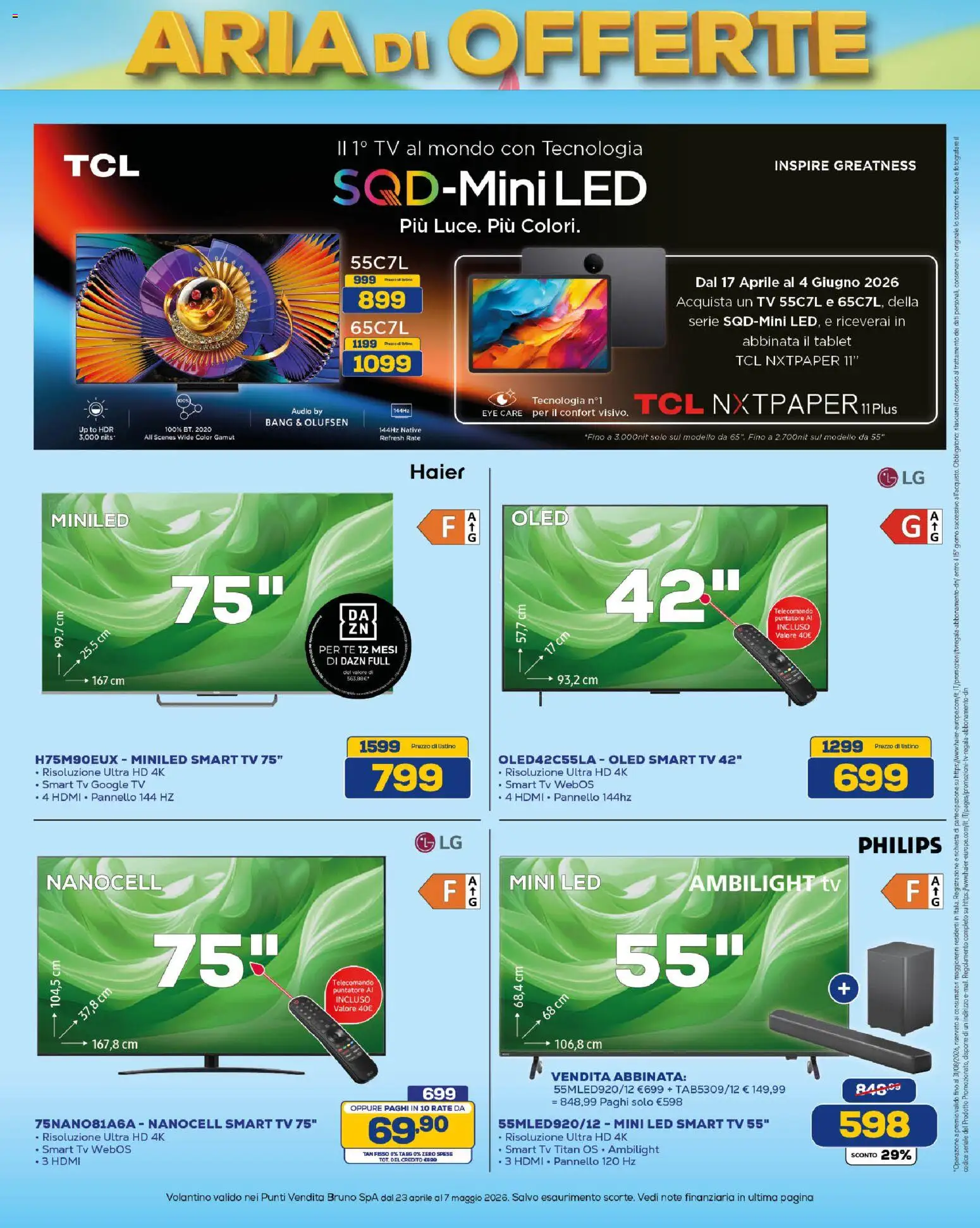 Volantino Euronics del 23.04.2026 | Pagina: 5 | Prodotti: Telecomando, Tè, smart TV, Tablet