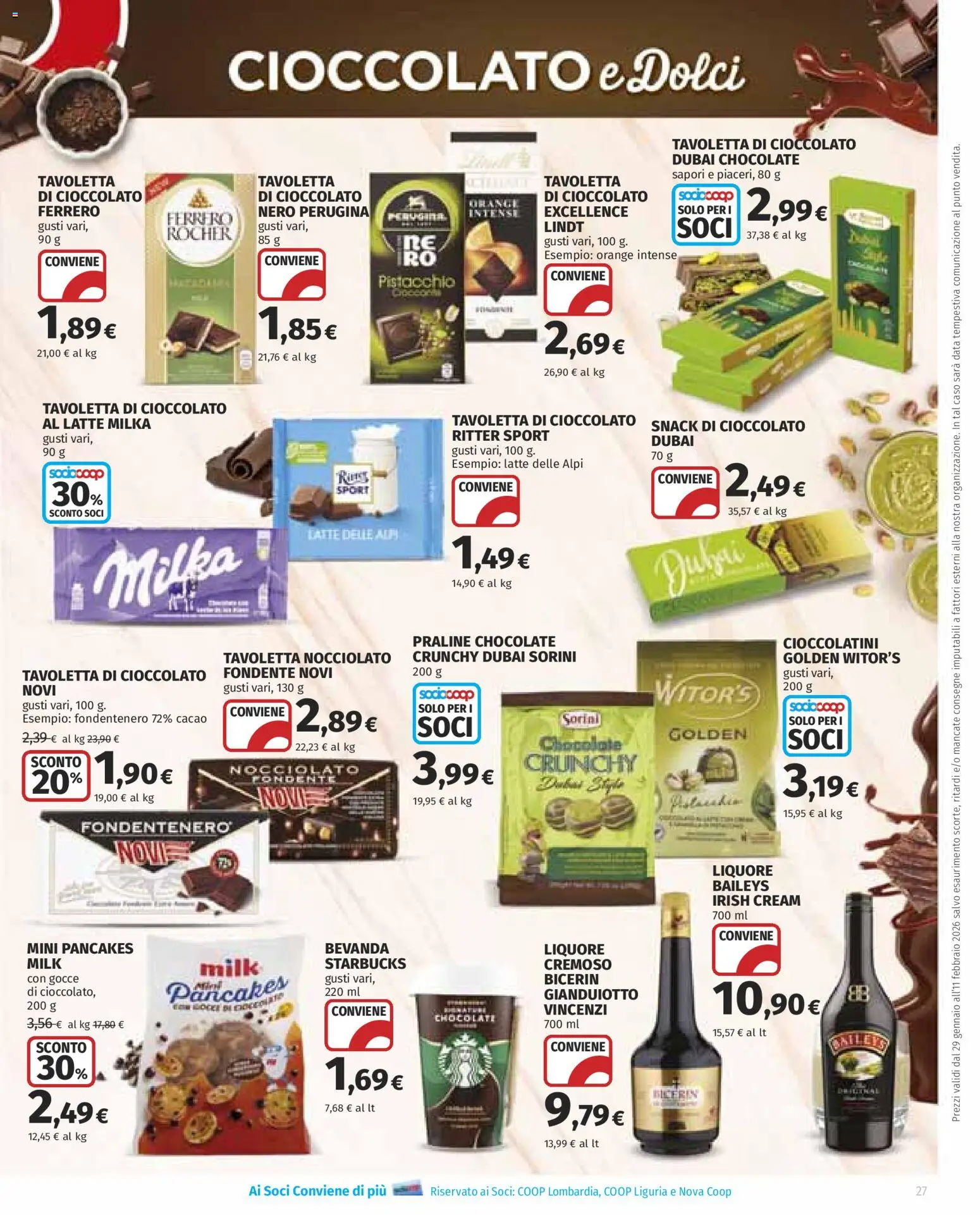Volantino Ipercoop del 29.01.2026 | Pagina: 27 | Prodotti: Cioccolato, Data, Cacao, Liquore