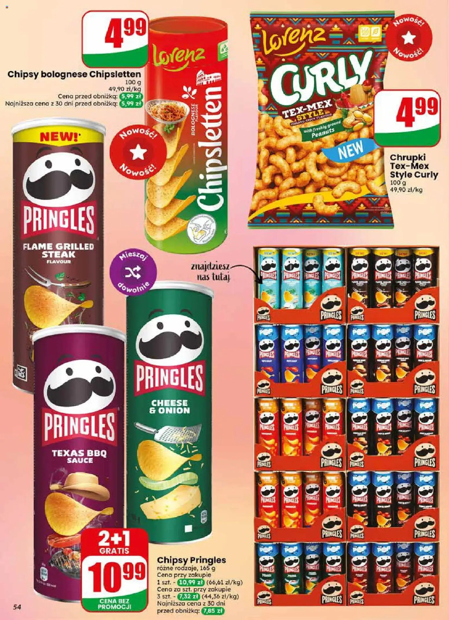 Dino gazetka od 22.04.2026 | Strona: 54 | Produkty: Chipsy, Chrupki, Chipsy pringles, Pringles