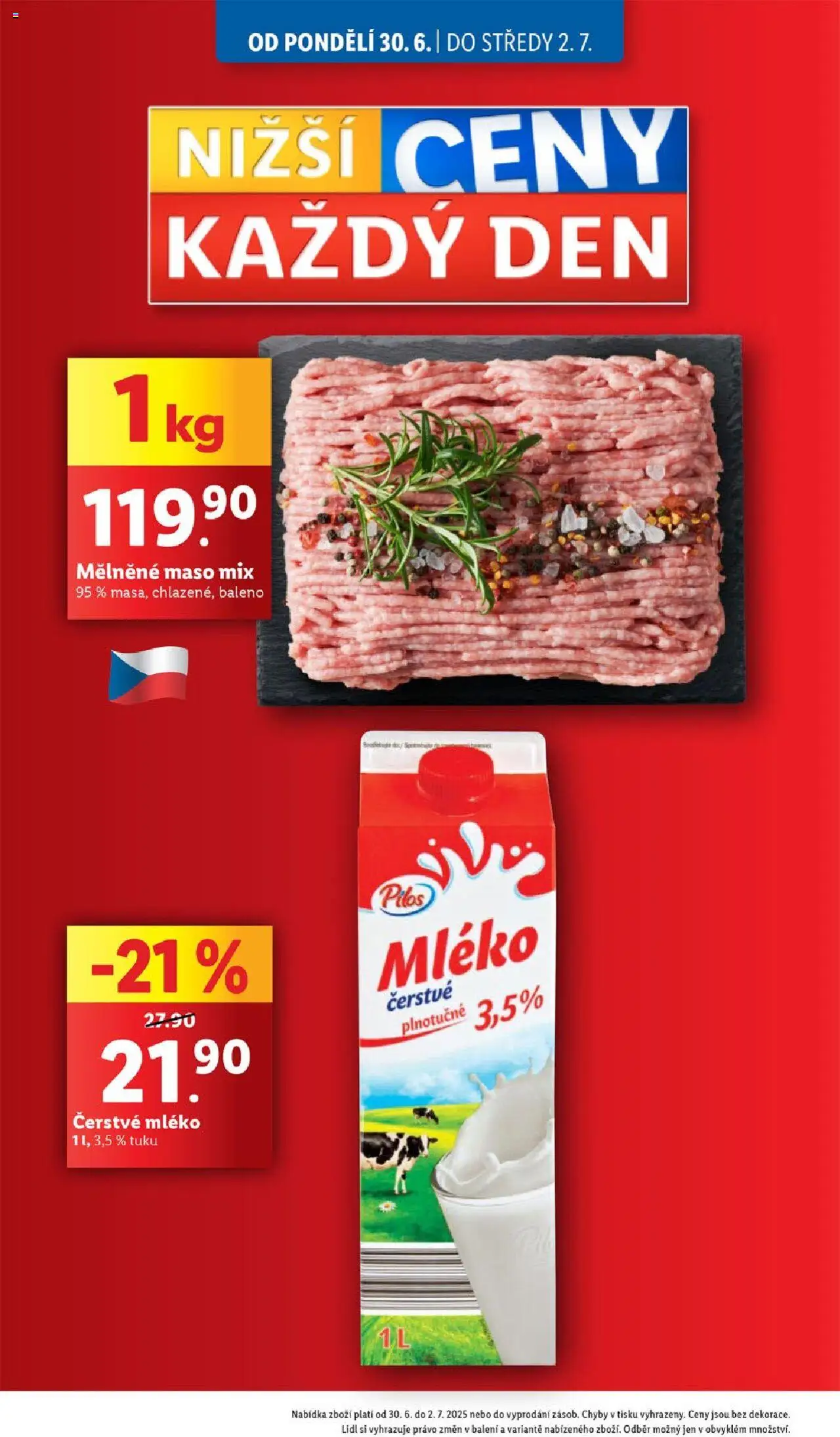 Lidl leták od 30.06.2025 | Strana: 4 | Produkty: Mléko, Maso