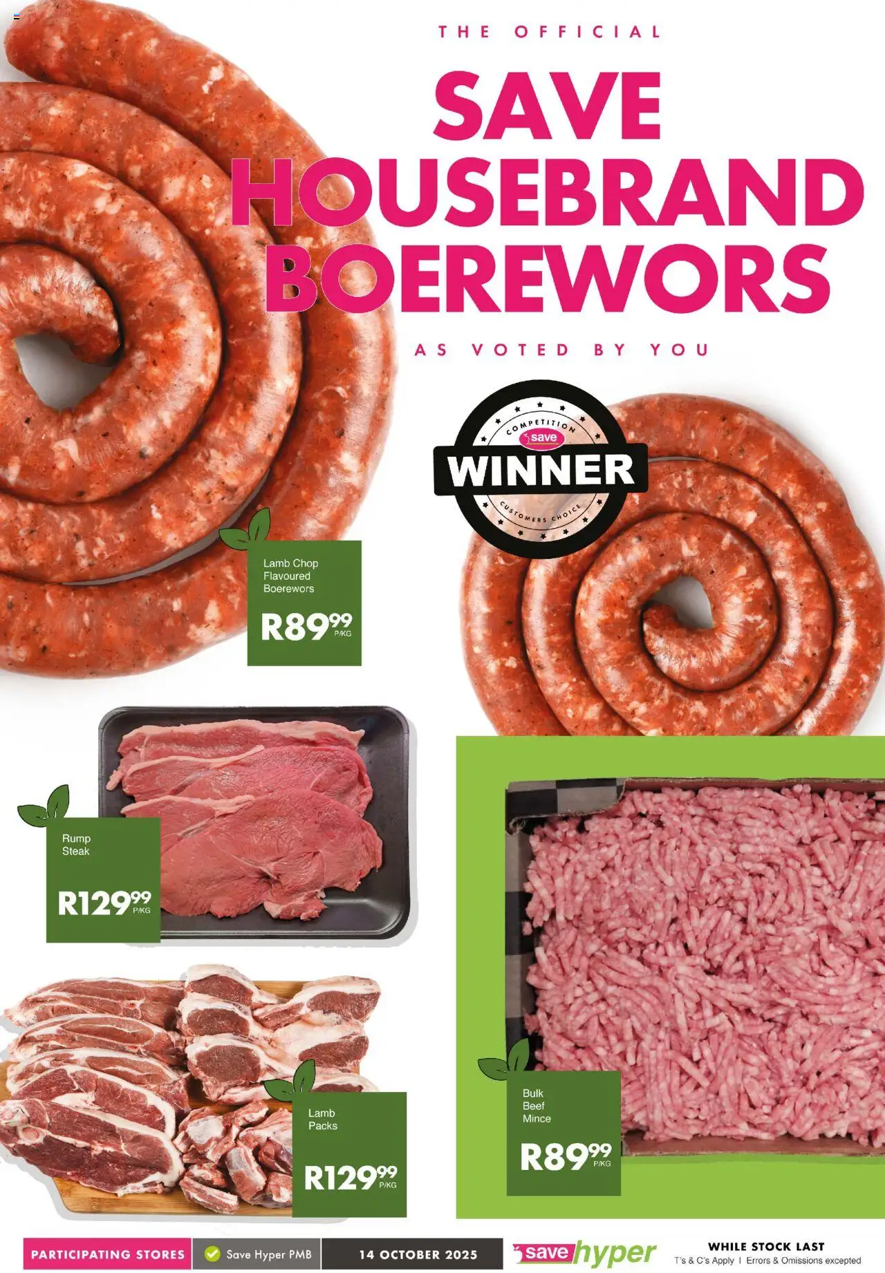 New Save catalogue – valid from 14.10.2025 | Page: 7 | Products: Steak, Boerewors, Beef, Stock