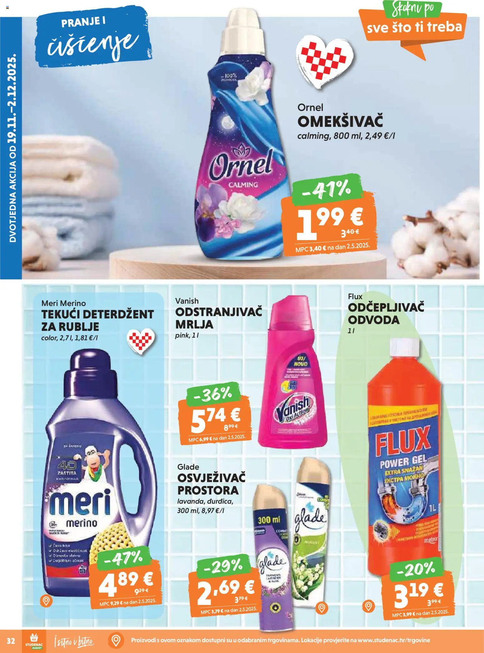 Studenac katalog | vrijedi od 19.11.2025 | Stranica: 30 | Proizvodi: Deterdžent, Tekući deterdžent, Vanish, Meri Merino