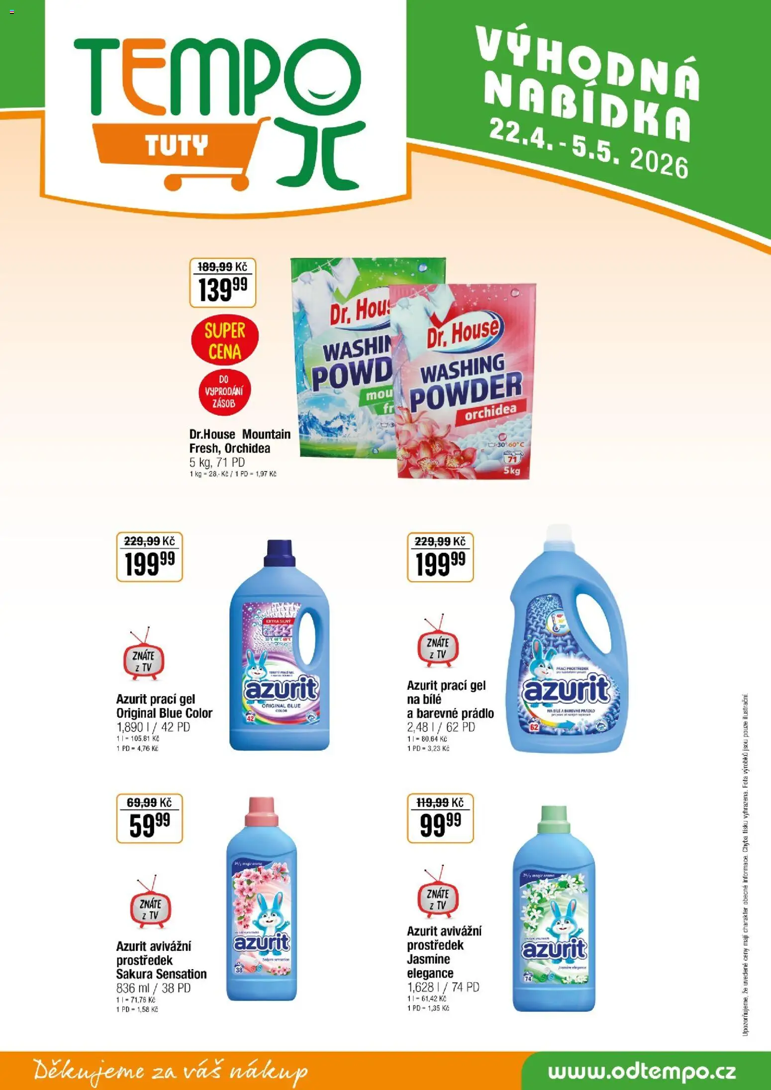 Tempo leták - Tuty od 22.04.2026 | Strana: 14 | Produkty: Prací gel, Tv