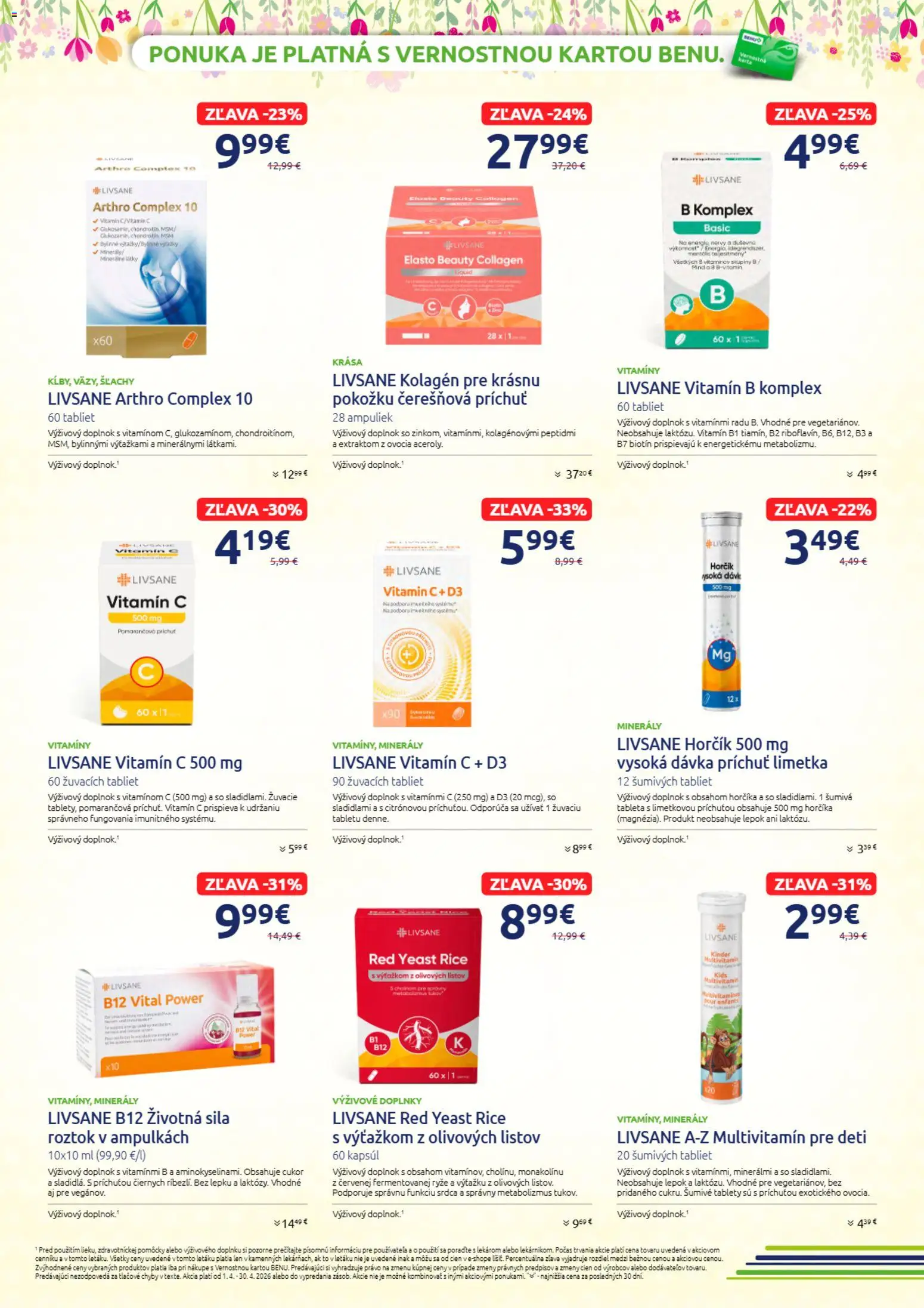Nové BENU Lekáreň akcie – leták je platný od 01.04.2026 | Strana: 6 | Produkty: Limetka, Kolagén, Kinder, Cukor