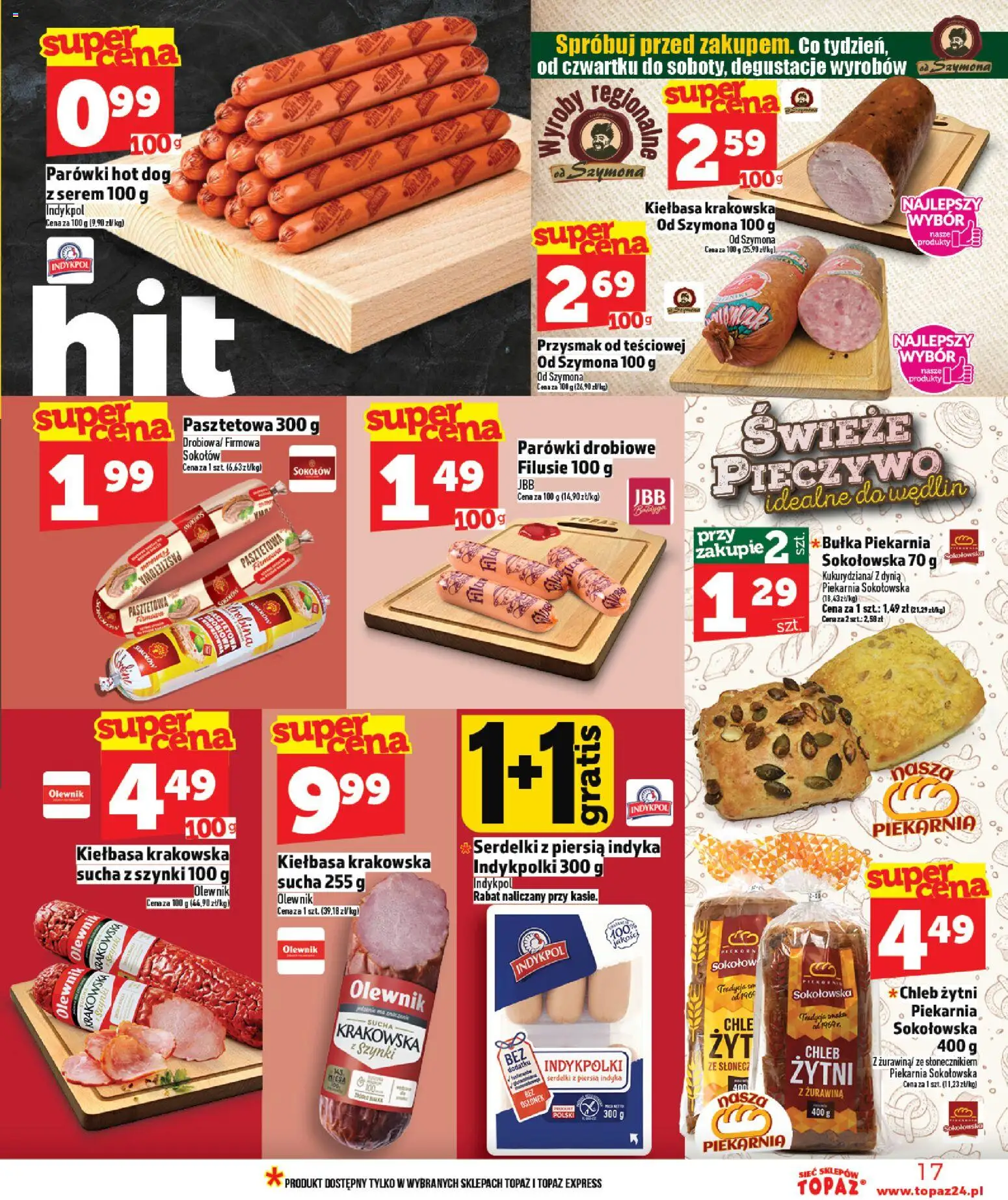 Topaz gazetka - Ceny małe na stałe od 16.04.2026 | Strona: 17 | Produkty: Kiełbasa, Dynia, Chleb żytni, Żurawina