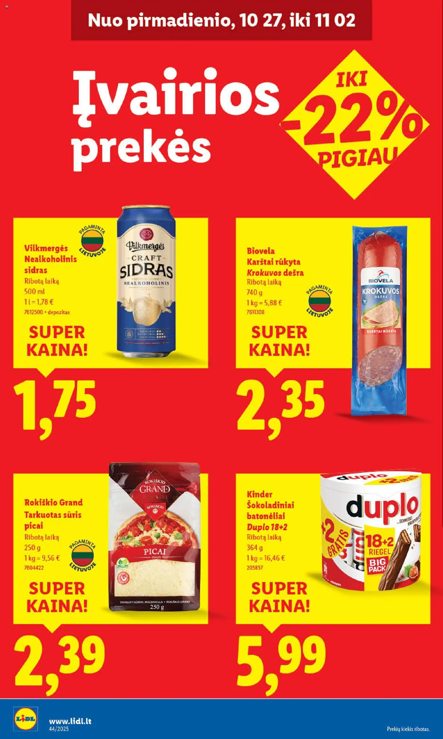 LIDL akcijos nuo 27.10.2025 | Puslapis: 40 | Prekių: Sūris, Pica, Dešra