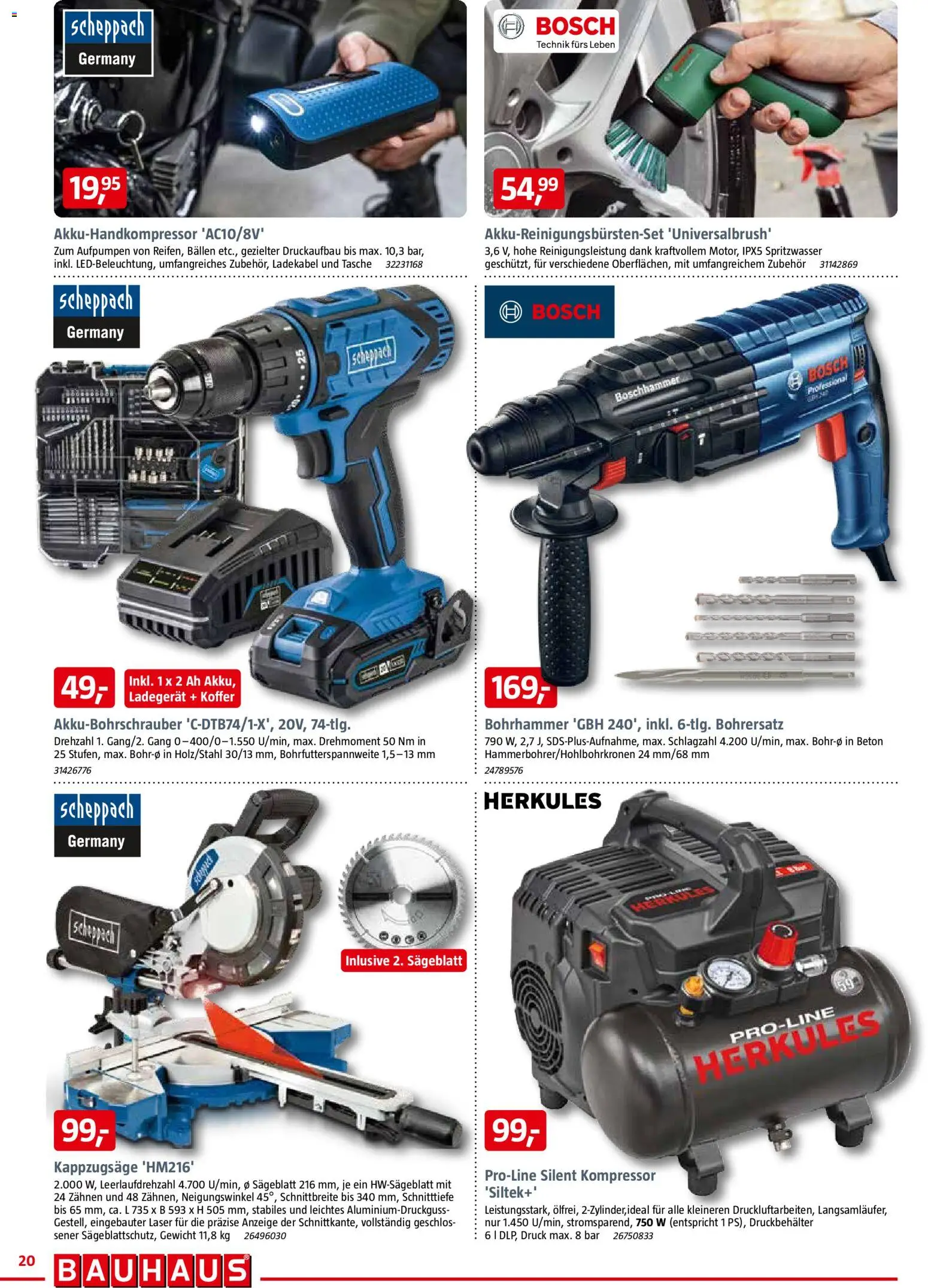 Bauhaus Prospekt 	 – gültig ab 28.02.2026 | Seite: 20 | Produkte: Bosch, Tasche, Gewicht, Ladekabel