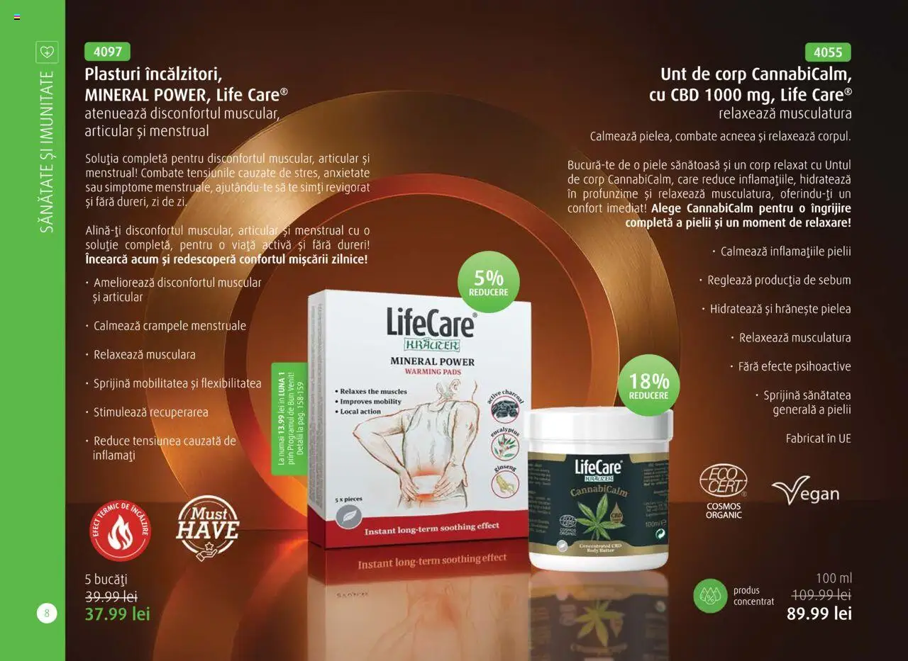 Noul catalog Life Care – valabil de la 01.10.2025 | Pagină: 10 | Produse: Plasturi, Unt de corp, Body, Unt