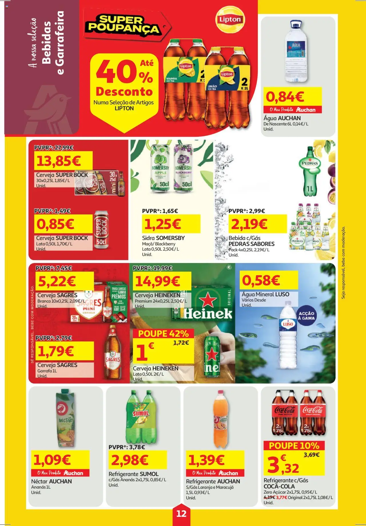 Auchan folheto │ válido de 21.08.2025 | Página: 12 | Produtos: Agua, Super bock, Água mineral, Bebida