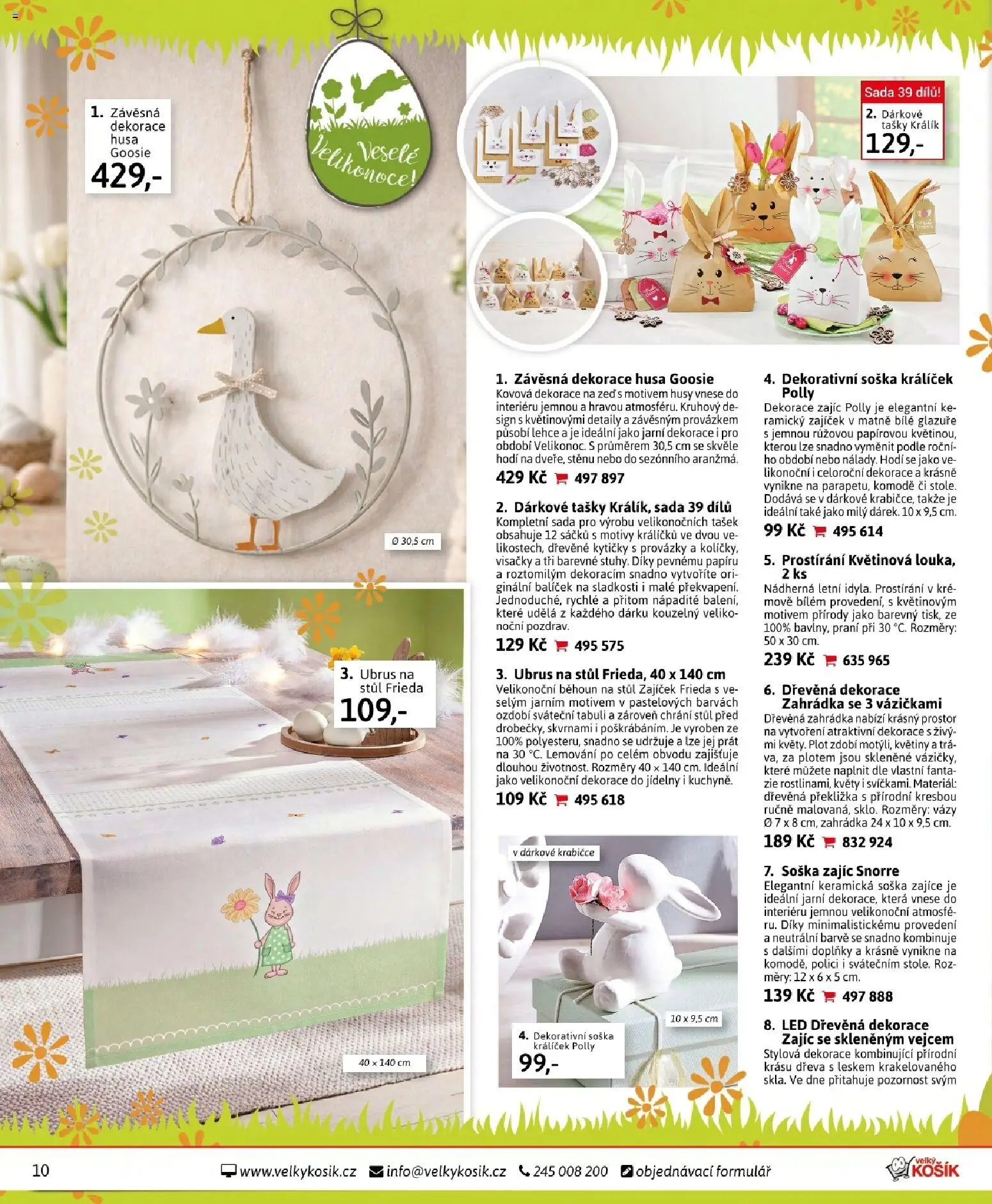 Velký Košík katalog březen 2026 od 01.03.2026 | Strana: 10 | Produkty: Prostírání, Soška, Květiny, Husa
