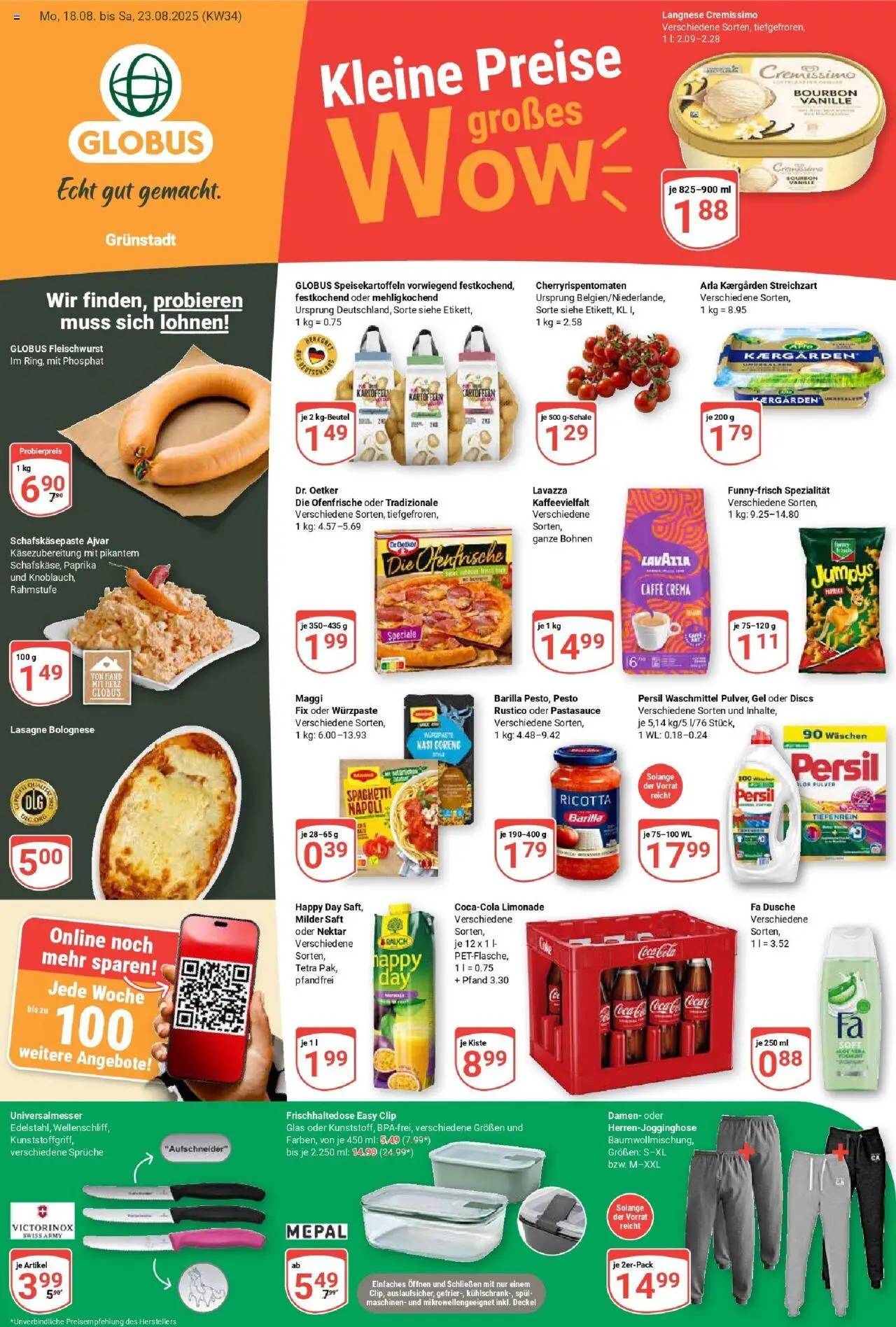Globus prospekt Grünstadt	 - gültig ab dem 17.08.2025 | Seite: 1 | Produkte: Langnese, Maggi, Waschmittel, Saft