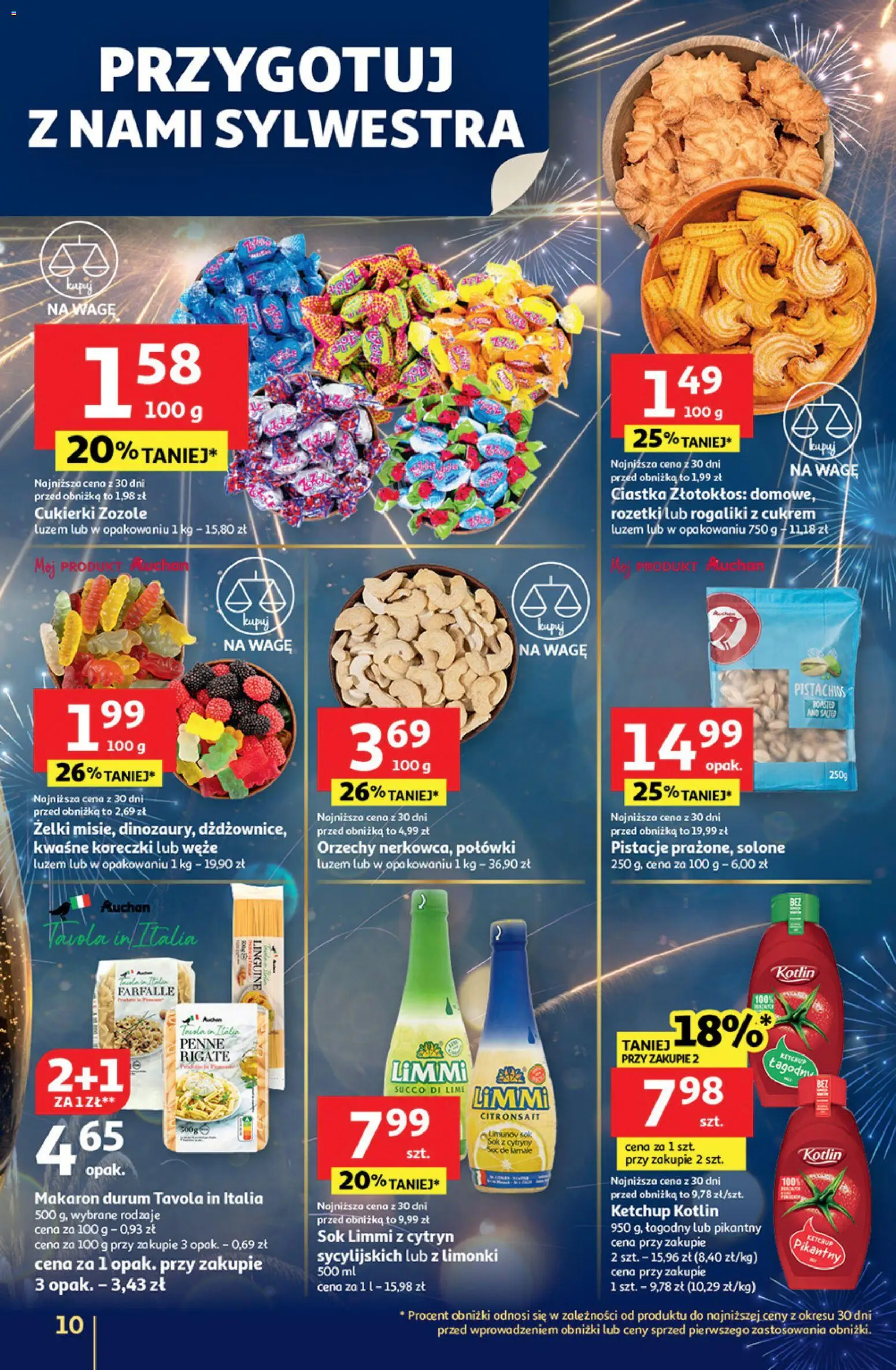 Auchan Gazetka - Sylwestrowe Okazje od 27.12.2025 | Strona: 10 | Produkty: Sok, Ciastka, Makaron, Orzechy