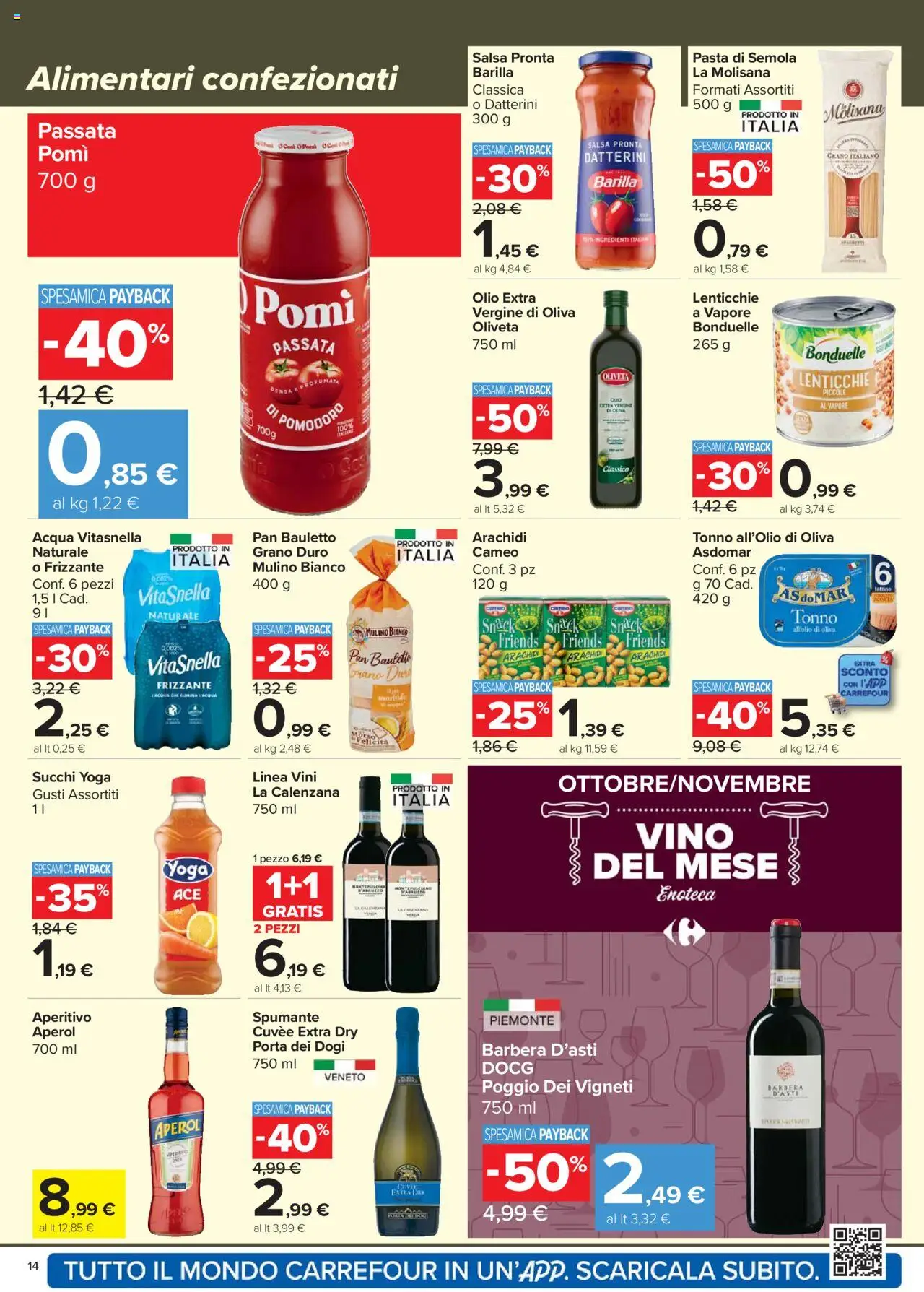 Volantino Carrefour del 20.10.2025 | Pagina: 14 | Prodotti: Lenticchie, Acqua, Pomodoro, Olio