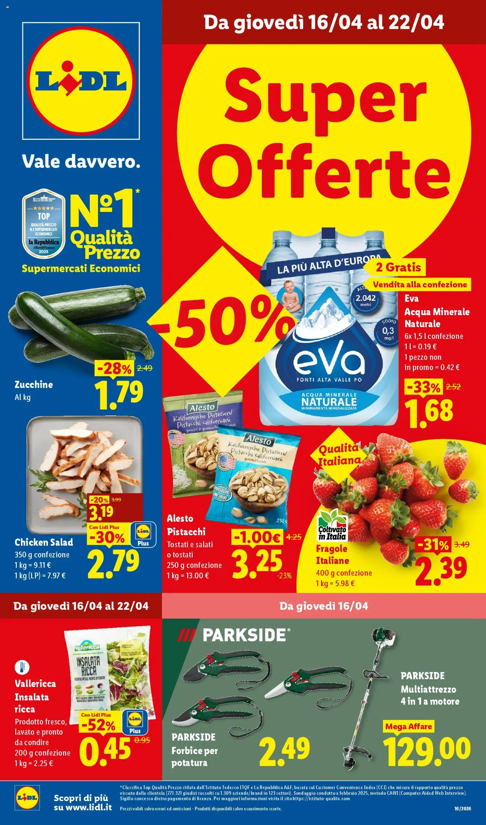 Volantino Lidl del 16.04.2026 | Pagina: 1 | Prodotti: Acqua, Top, Computer, Acqua minerale